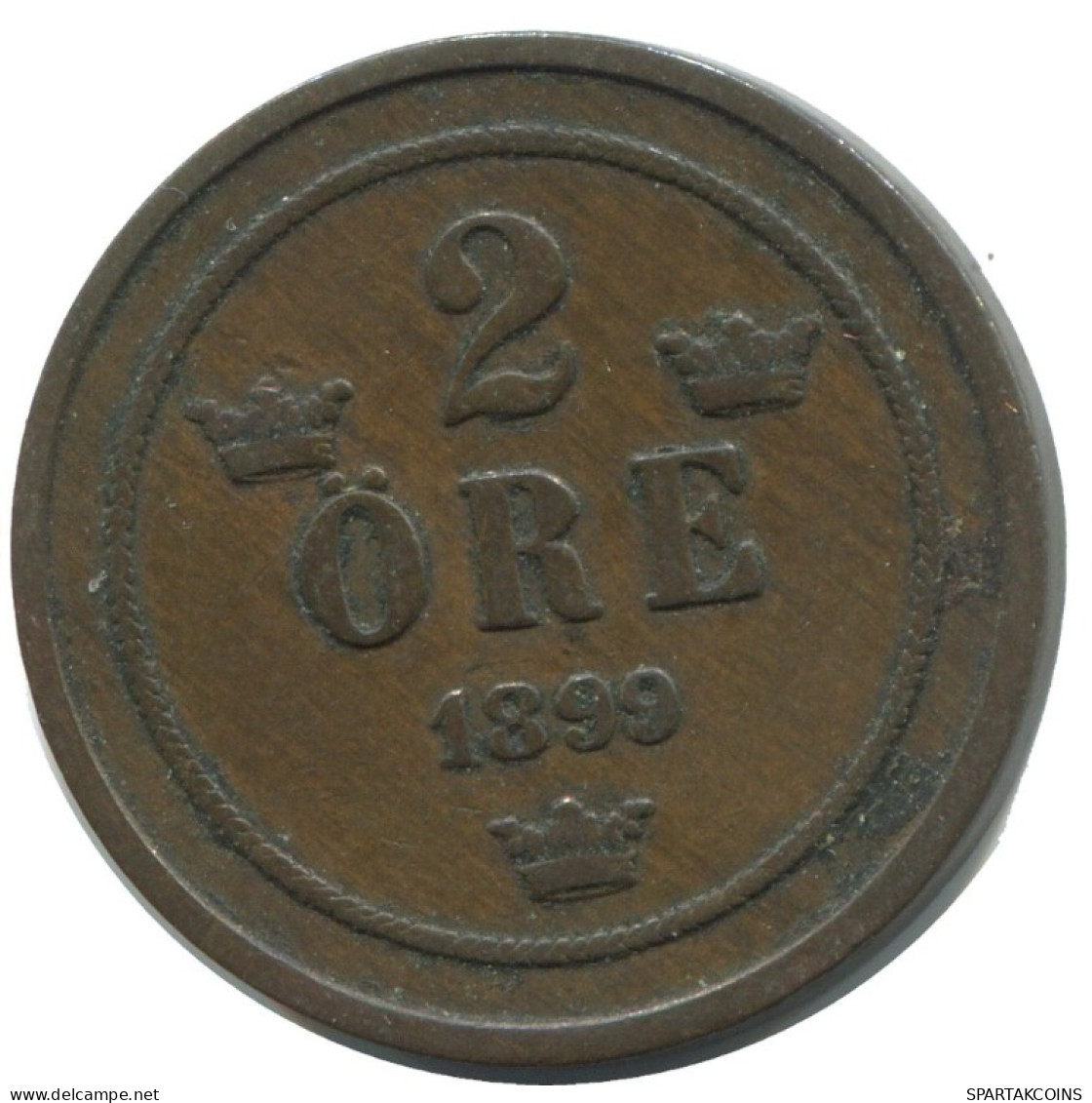 2 ORE 1899 SWEDEN Coin #AC963.2.U.A - Suecia