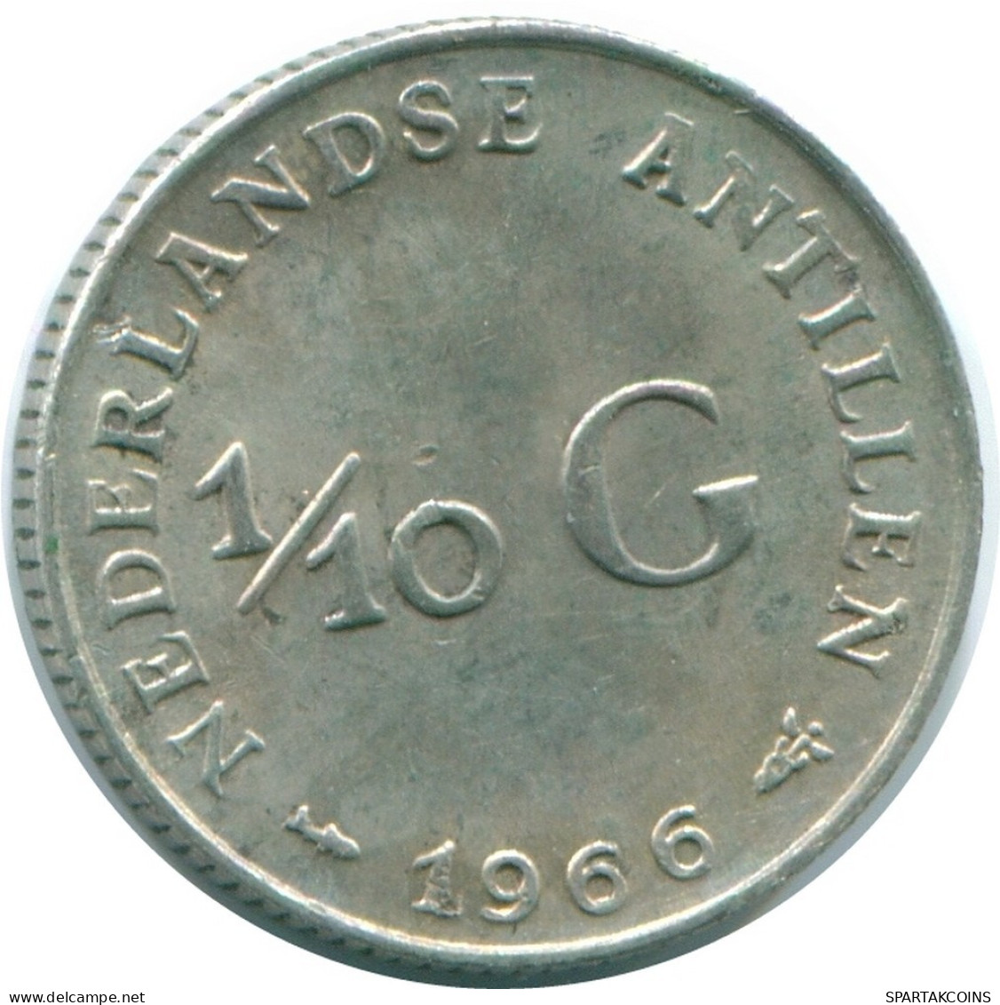 1/10 GULDEN 1966 NETHERLANDS ANTILLES SILVER Colonial Coin #NL12763.3.U.A - Niederländische Antillen