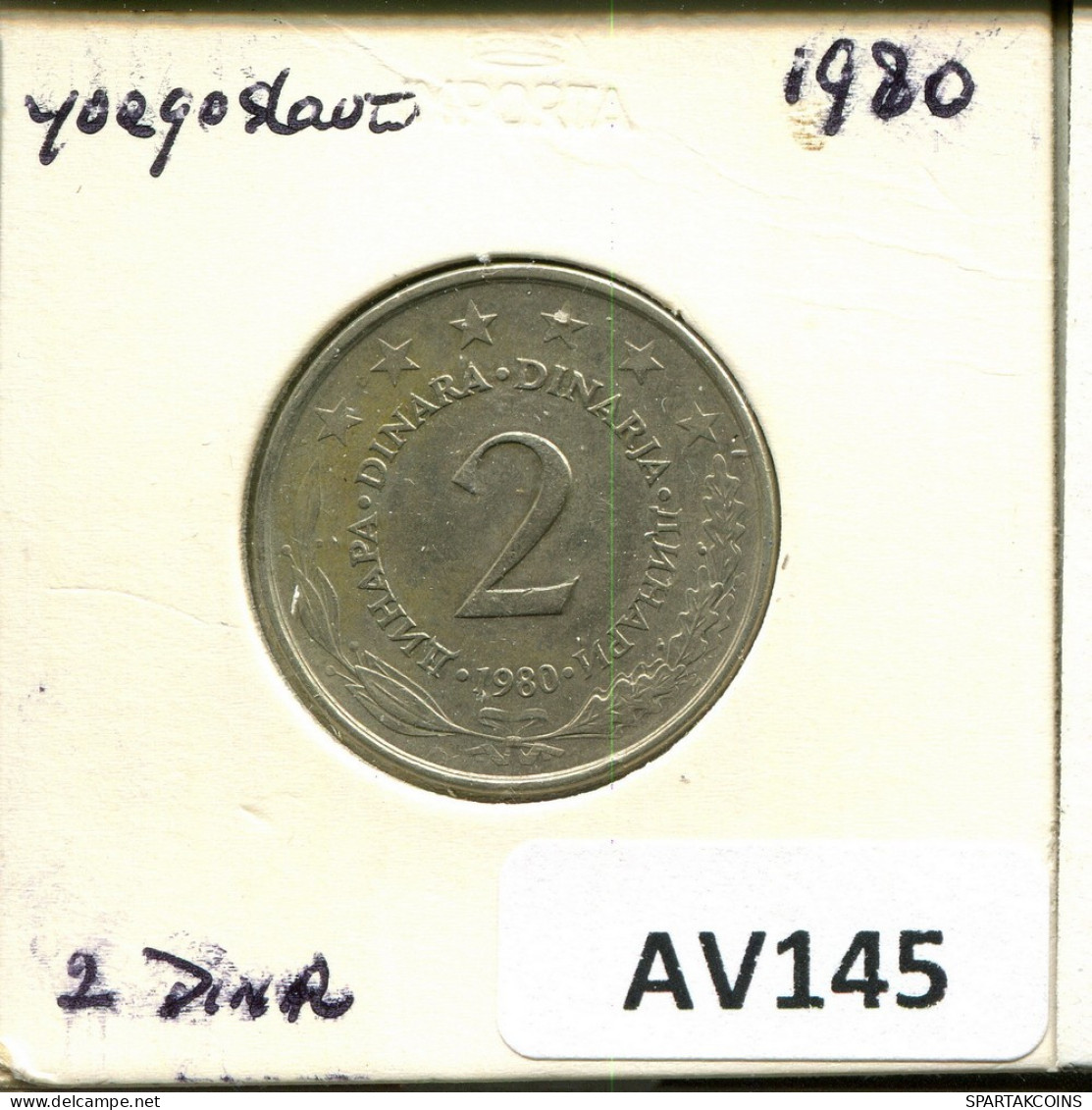 2 DINARA 1980 YOUGOSLAVIE YUGOSLAVIA Pièce #AV145.F.A - Yougoslavie