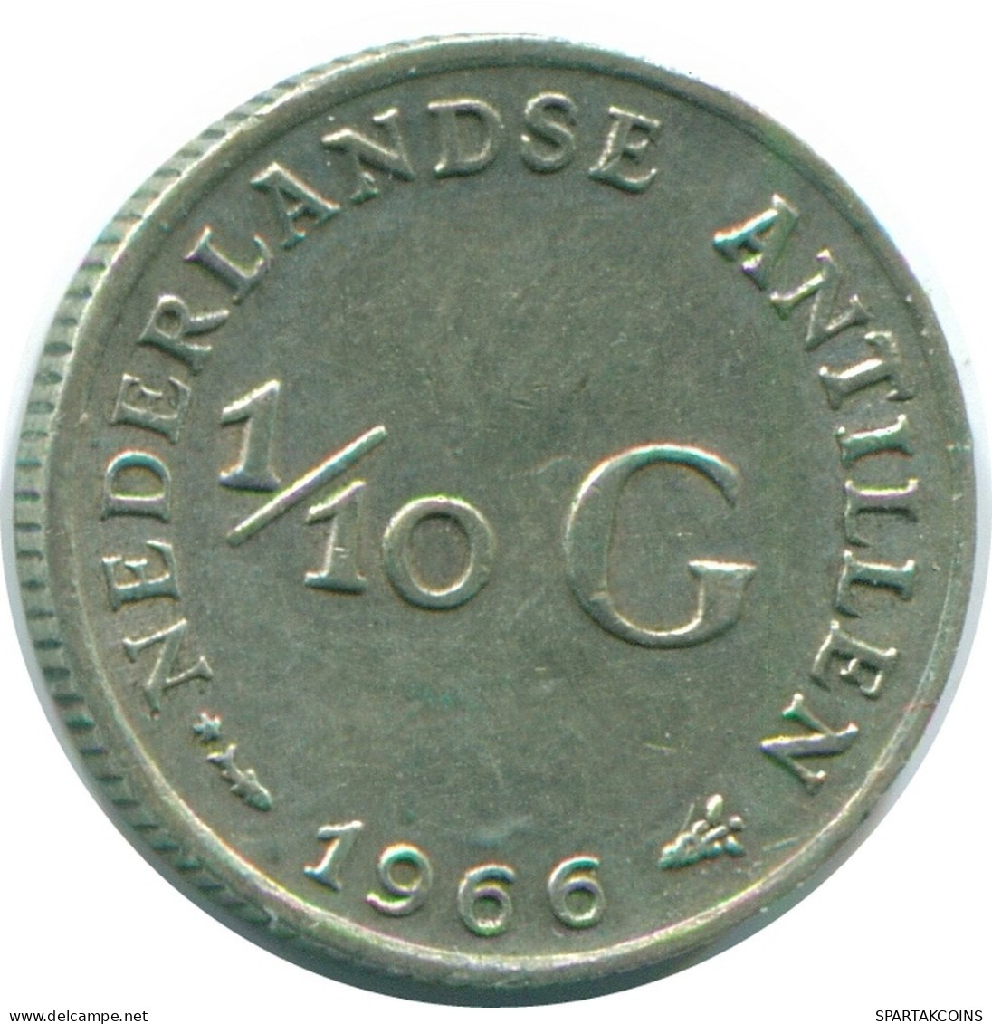1/10 GULDEN 1966 NETHERLANDS ANTILLES SILVER Colonial Coin #NL12775.3.U.A - Antilles Néerlandaises