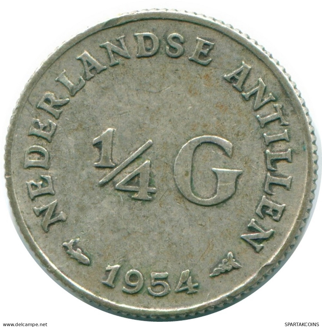 1/4 GULDEN 1954 ANTILLAS NEERLANDESAS PLATA Colonial Moneda #NL10870.4.E.A - Antilles Néerlandaises