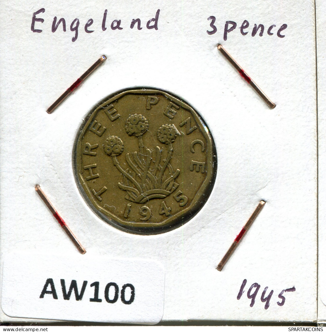 THREEPENCE 1945 UK GRANDE-BRETAGNE GREAT BRITAIN Pièce #AW100.F.A - F. 3 Pence