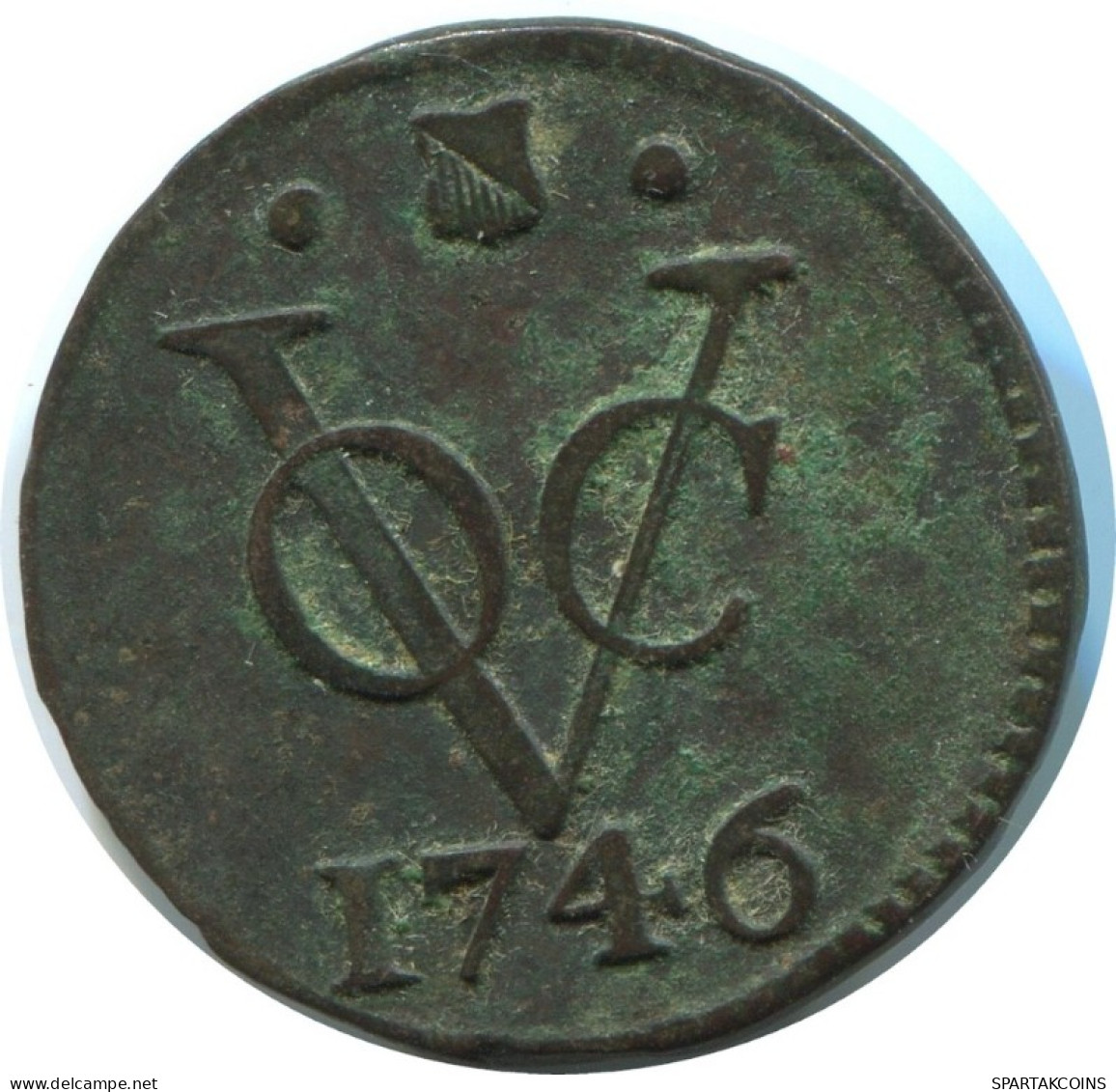 1746 UTRECHT VOC DUIT NETHERLANDS EAST INDIA NEW YORK COLONIAL PENNY #AE824.27.U.A - Indes Neerlandesas