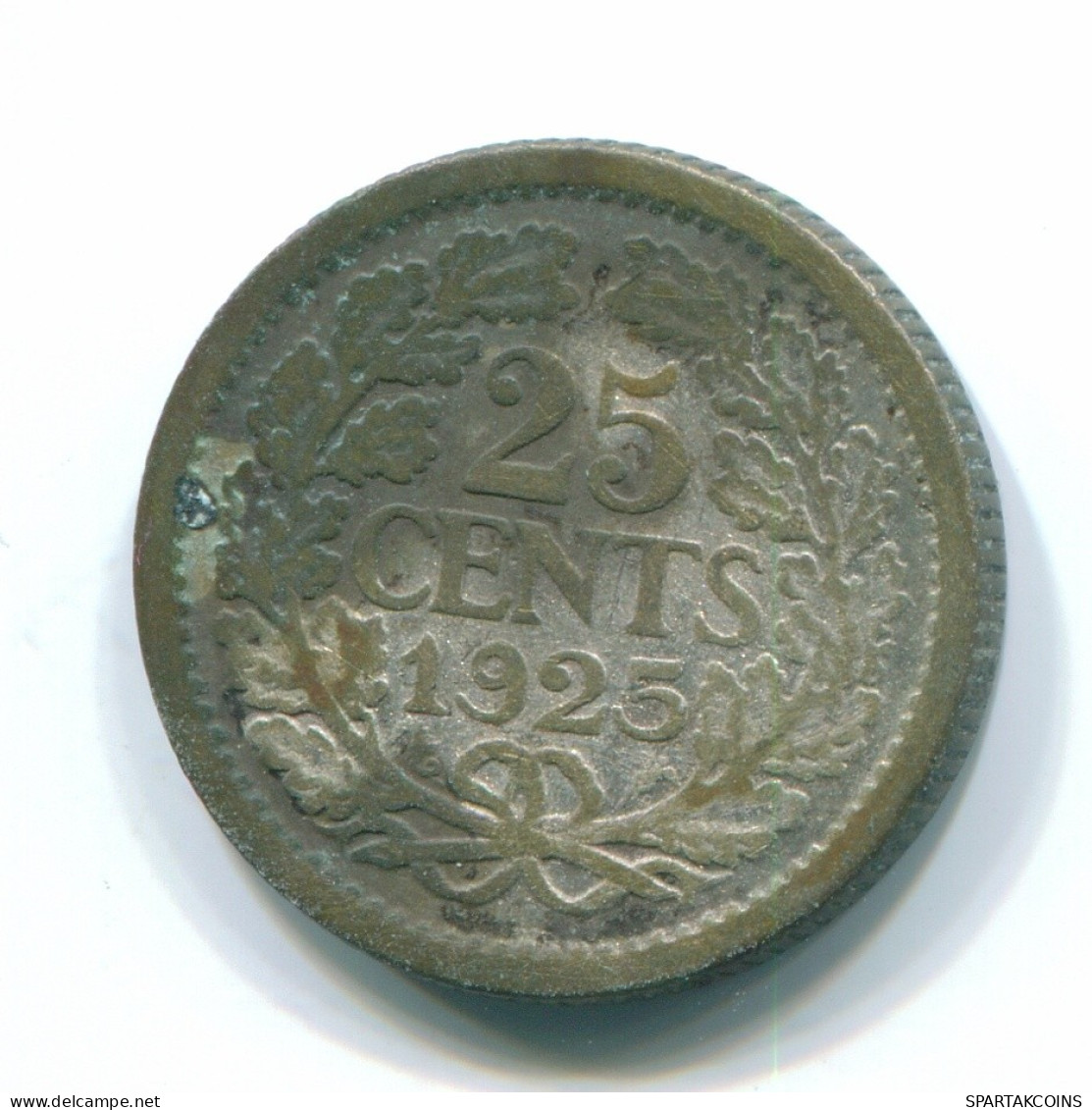 25 CENT 1925 NETHERLANDS Coin SILVER #S13695.U.A - Monete D'Oro E D'Argento