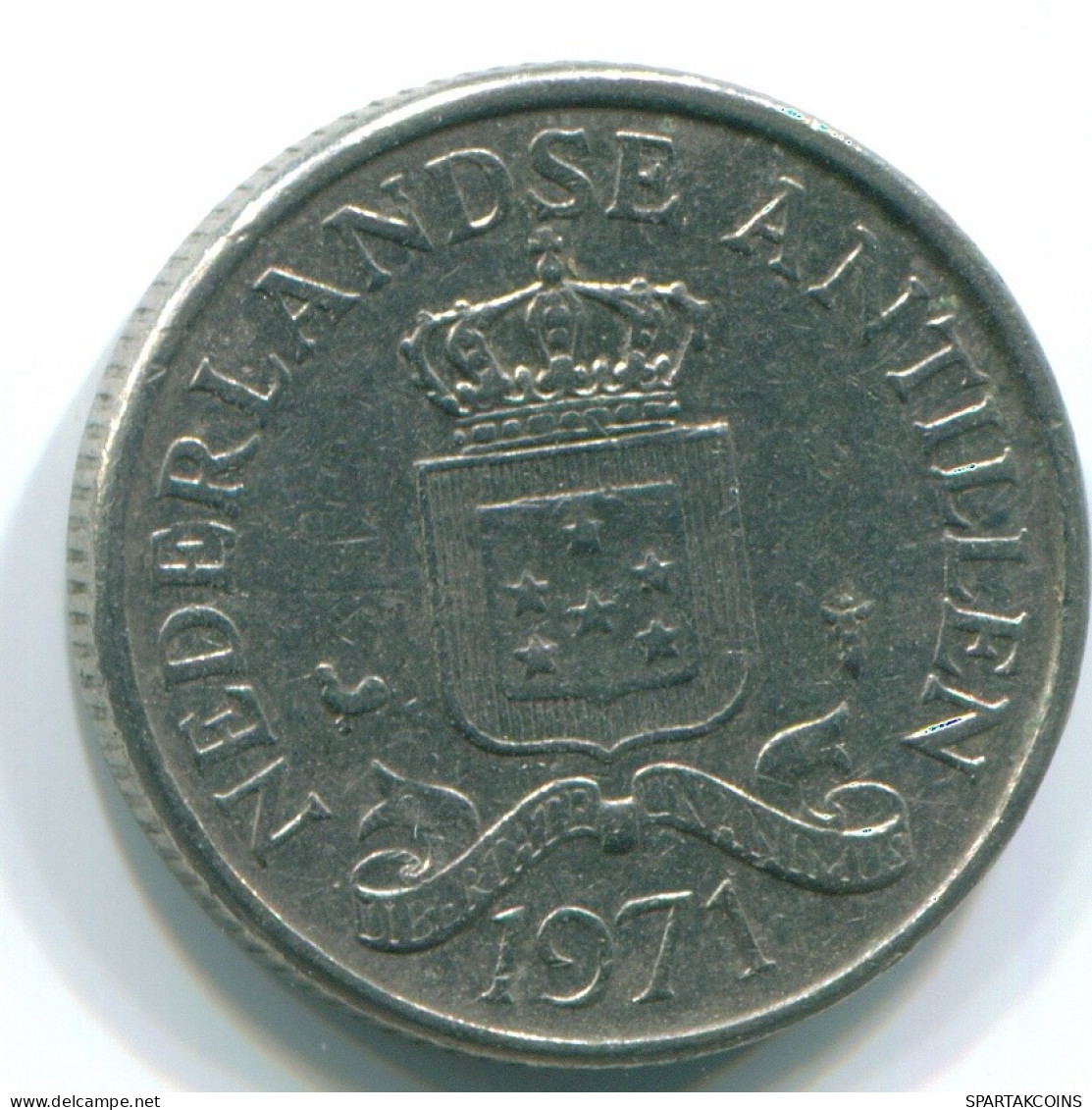 25 CENTS 1971 ANTILLES NÉERLANDAISES Nickel Colonial Pièce #S11567.F.A - Antilles Néerlandaises