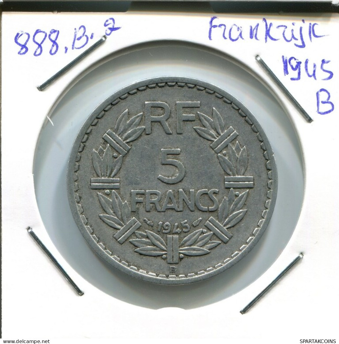 5 FRANCS 1945 B FRANKREICH FRANCE Französisch Münze #AN383.D.A - 5 Francs