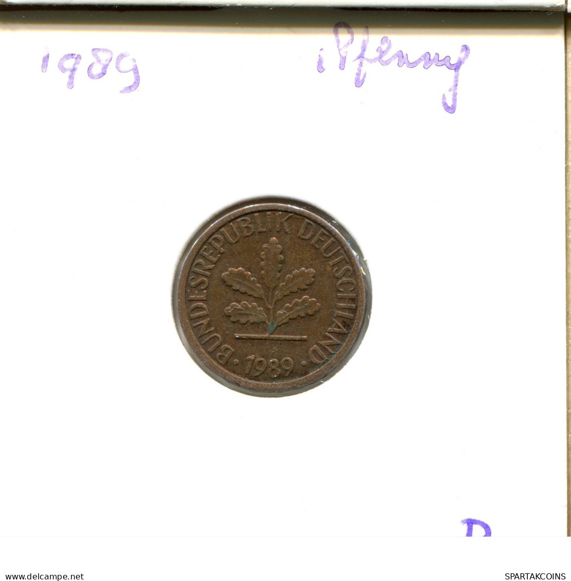 1 PFENNIG 1989 D WEST & UNIFIED GERMANY Coin #DB084.U.A - 1 Pfennig