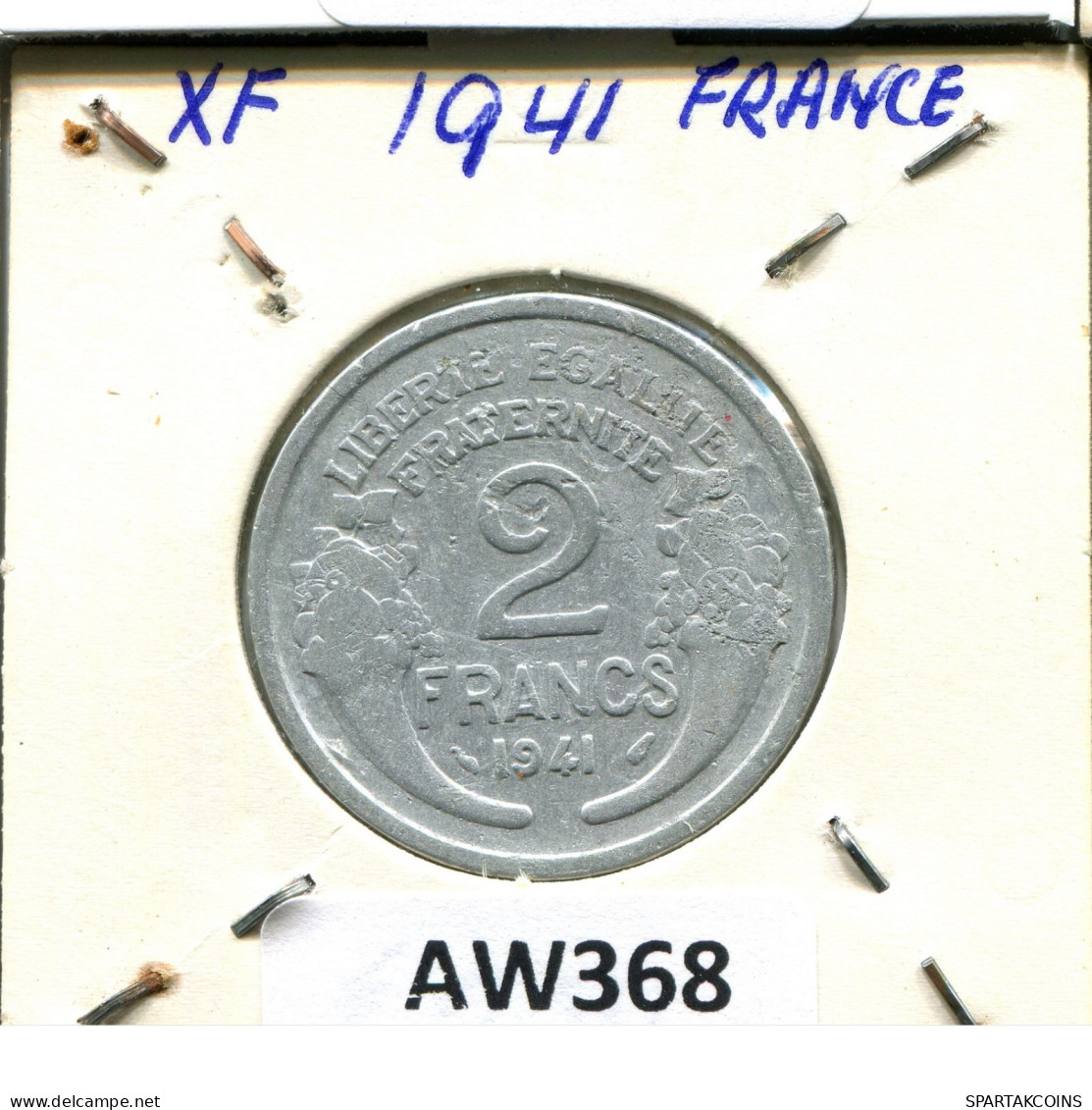 2 FRANCS 1941 FRANCE Pièce #AW368.F.A - 2 Francs
