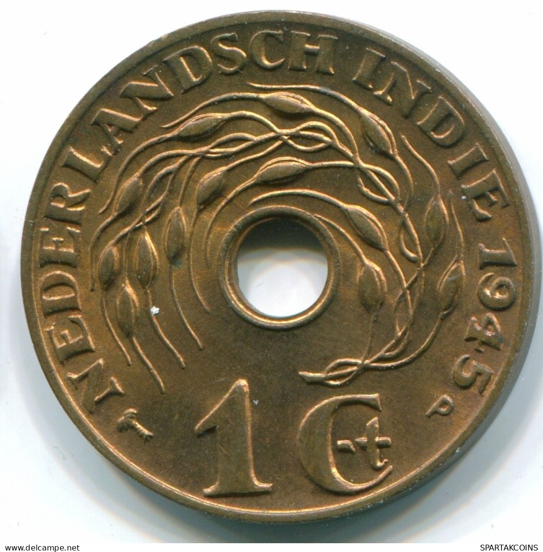 1 CENT 1945 P NETHERLANDS EAST INDIES INDONESIA Bronze Colonial Coin #S10360.U.A - Indes Neerlandesas