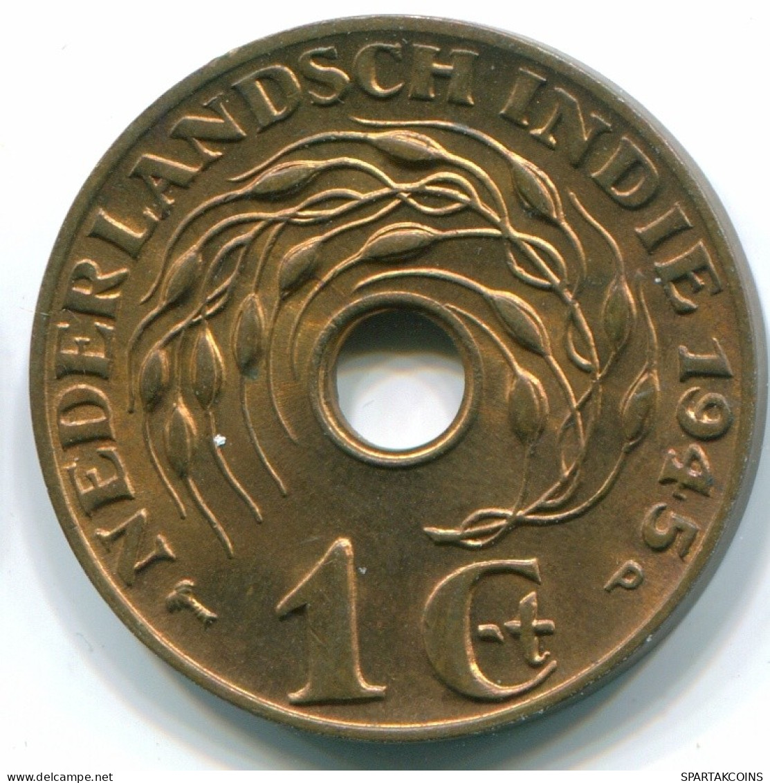 1 CENT 1945 P NETHERLANDS EAST INDIES INDONESIA Bronze Colonial Coin #S10360.U.A - Indes Néerlandaises