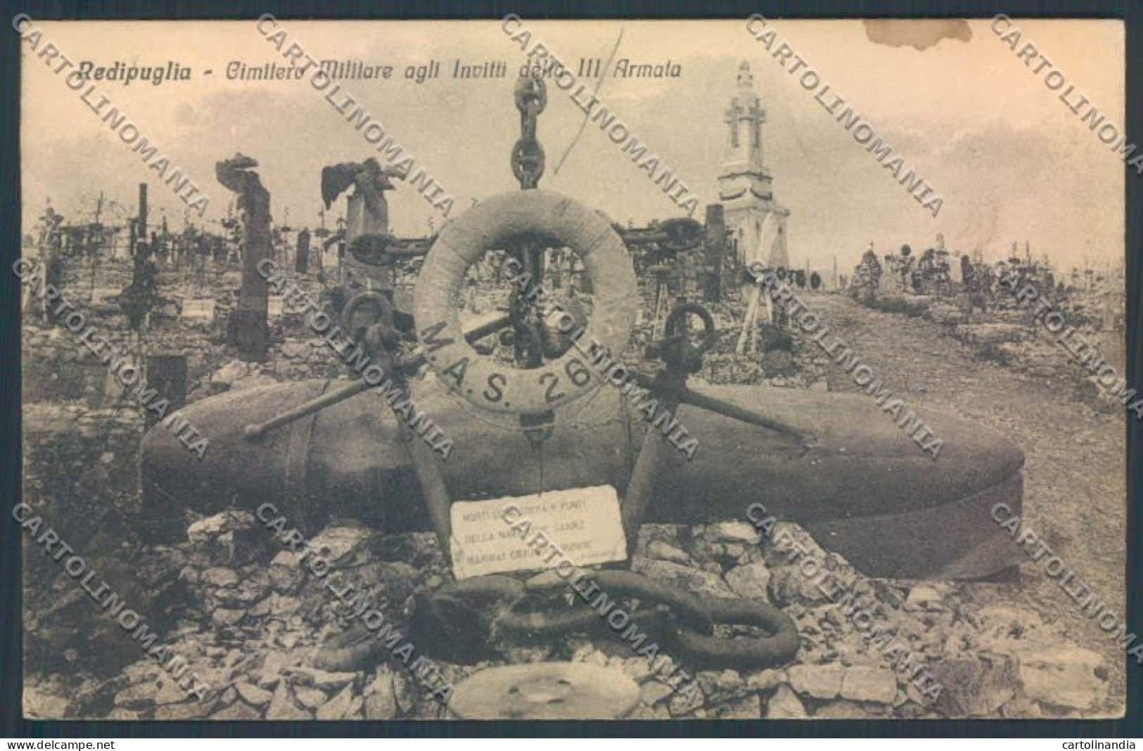 Gorizia Fogliano Redipuglia Cimitero Marina WWI PIEGA Cartolina ZQ3385 - Gorizia