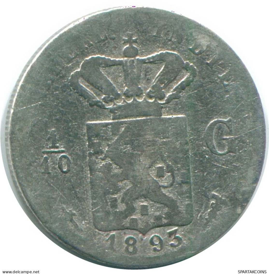 1/10 GULDEN 1893 NETHERLANDS EAST INDIES SILVER Colonial Coin #NL13196.3.U.A - Indes Néerlandaises