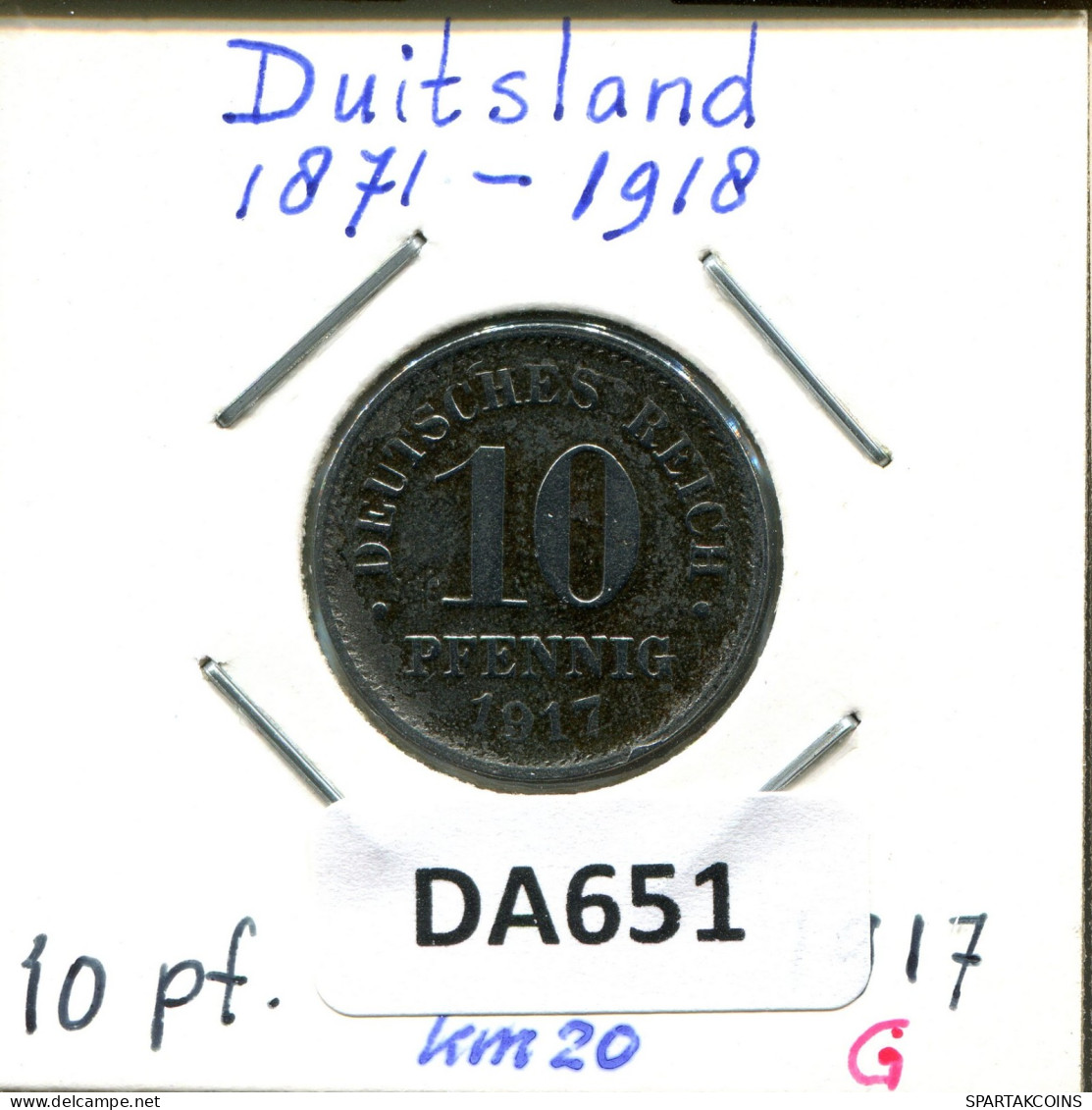 10 PFENNIG 1917 G ALEMANIA Moneda GERMANY #DA651.2.E.A - 10 Pfennig