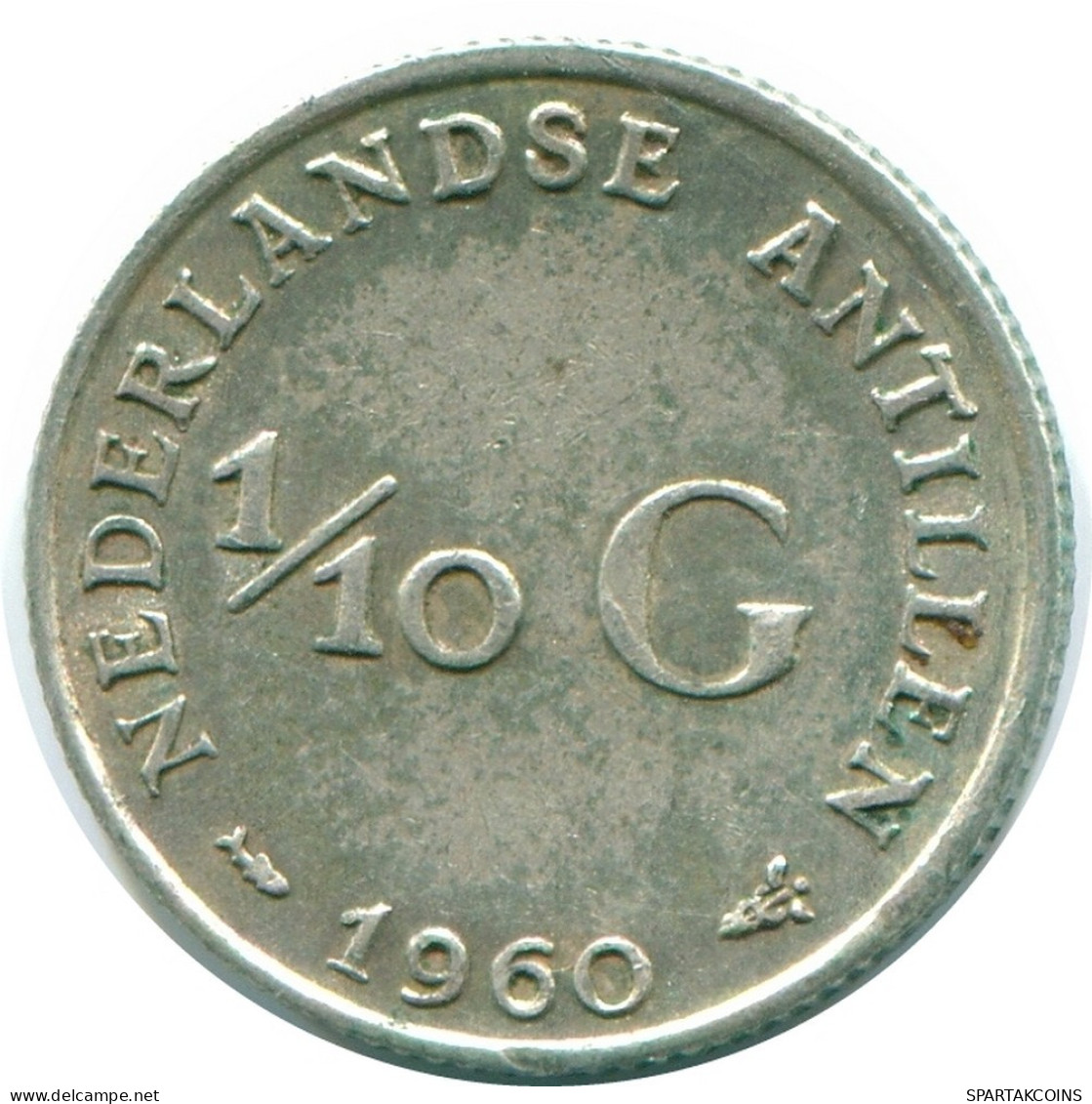 1/10 GULDEN 1960 NIEDERLÄNDISCHE ANTILLEN SILBER Koloniale Münze #NL12276.3.D.A - Antillas Neerlandesas
