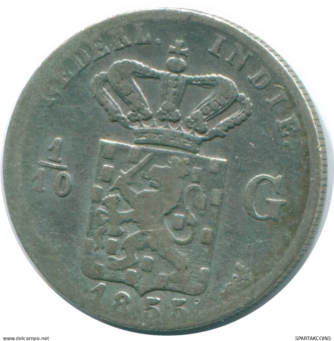 1/10 GULDEN 1855 NIEDERLANDE OSTINDIEN SILBER Koloniale Münze #NL13127.3.D.A - Indes Neerlandesas