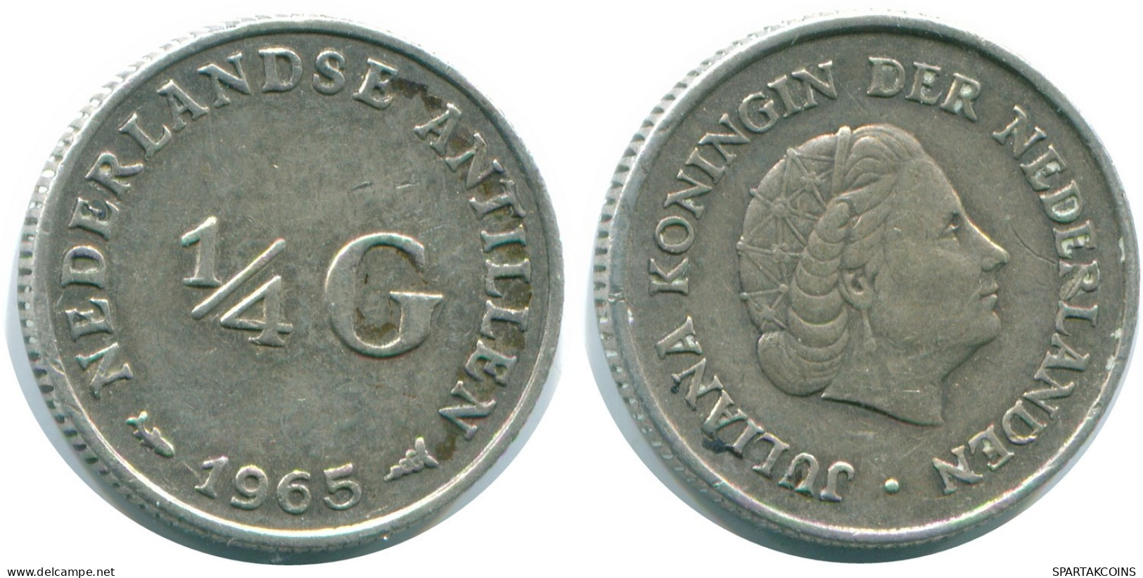 1/4 GULDEN 1965 NIEDERLÄNDISCHE ANTILLEN SILBER Koloniale Münze #NL11366.4.D.A - Antillas Neerlandesas