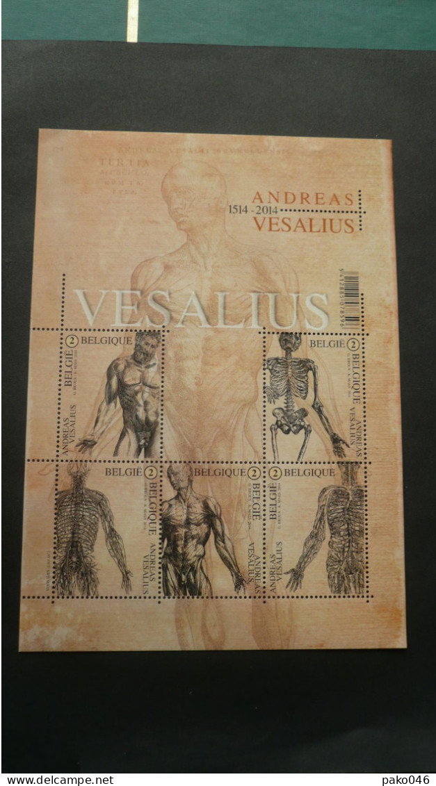 BL 215** Neuf – 2014 – ( COB N°4416/4420)  500ième Anniversaire D’André Vésale – De Humanis Corporis Fabrica - 2002-… (€)