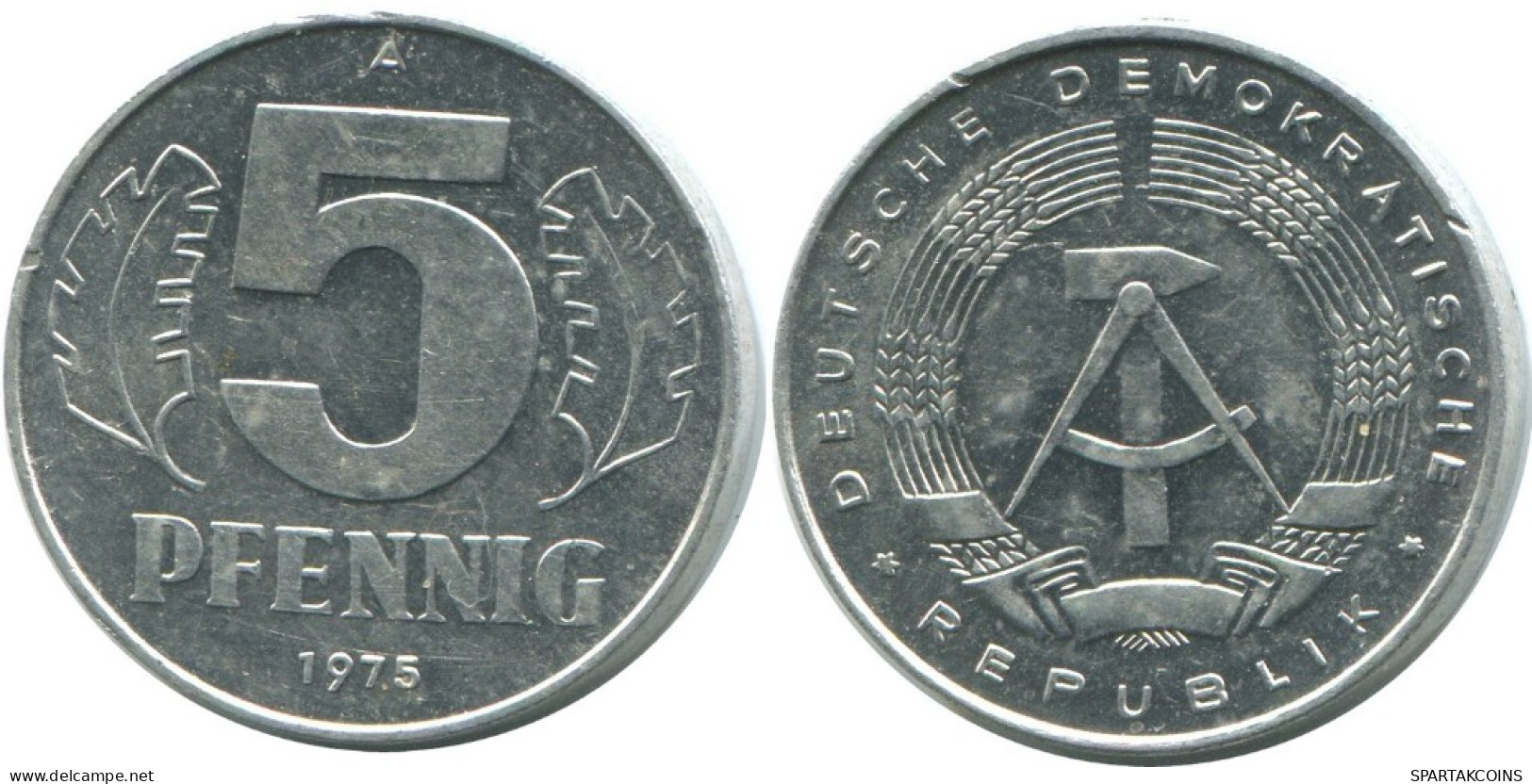 5 PFENNIG 1975 A DDR EAST DEUTSCHLAND Münze GERMANY #AE013.D.A - 5 Pfennig