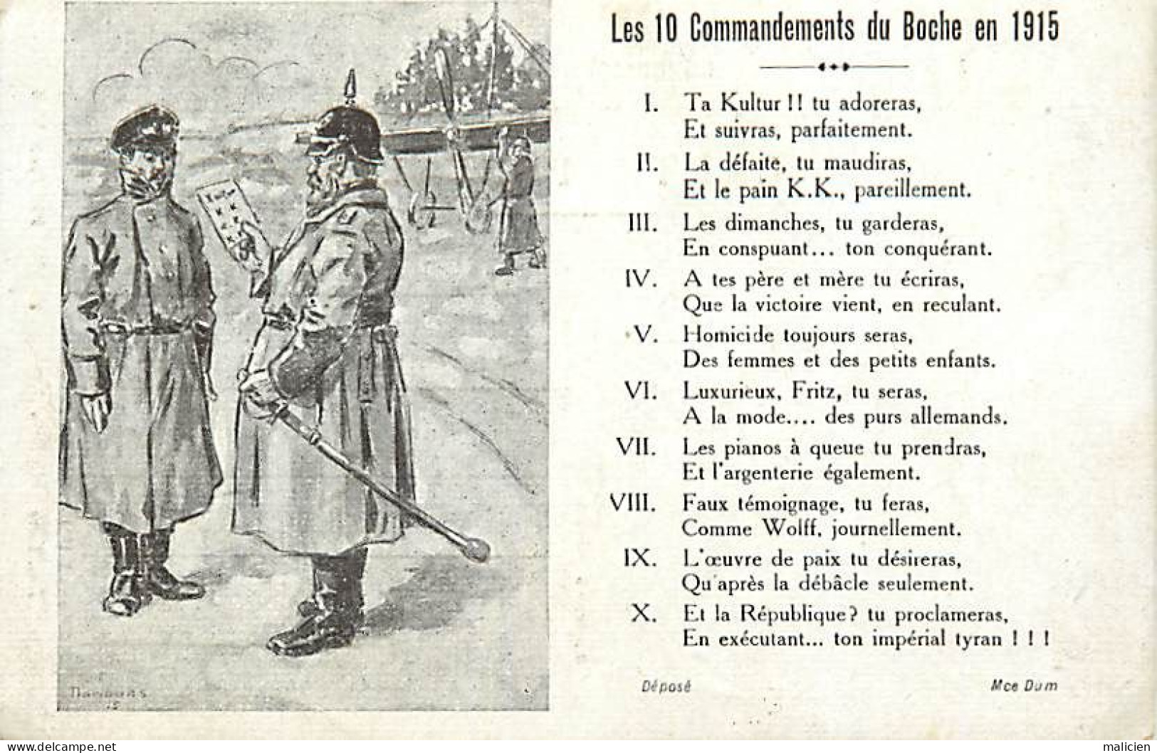 - Guerre 1914-18 -ref-N449- Les 10 Commandements Du Boche En 1916 - Kultur.. - Pain K.k. -edit. Dum- - Weltkrieg 1914-18