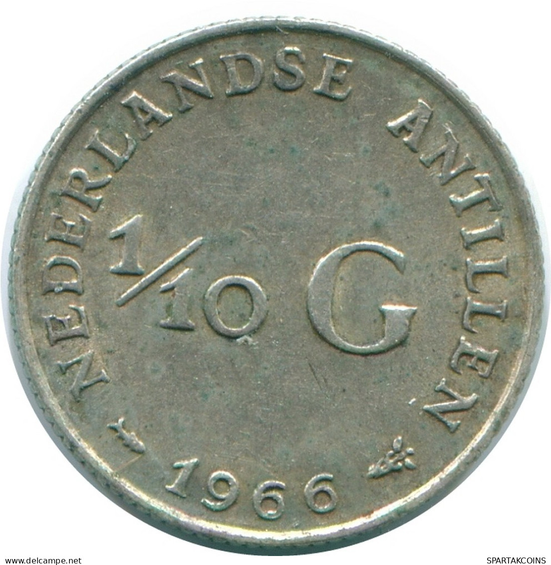 1/10 GULDEN 1966 ANTILLAS NEERLANDESAS PLATA Colonial Moneda #NL12915.3.E.A - Antillas Neerlandesas