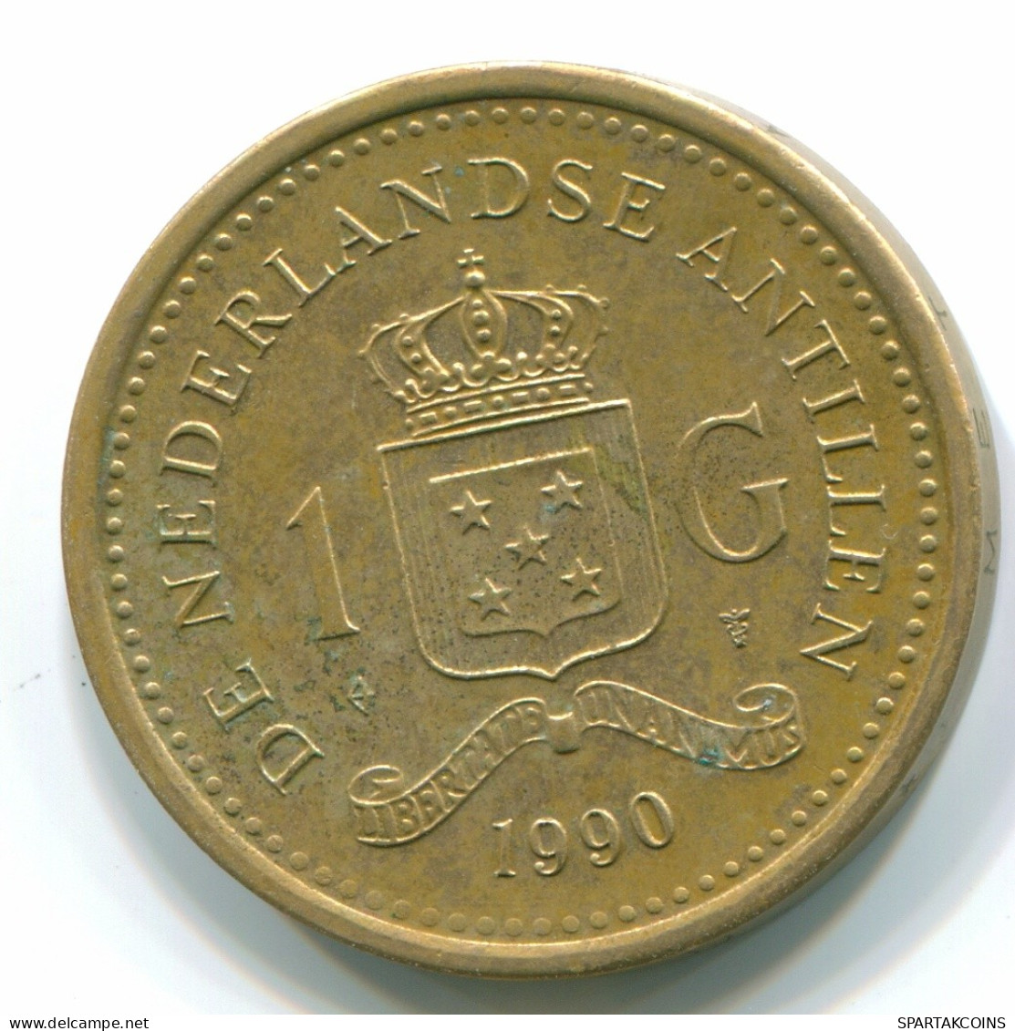 1 GULDEN 1990 ANTILLAS NEERLANDESAS Aureate Steel Colonial Moneda #S12107.E.A - Antillas Neerlandesas