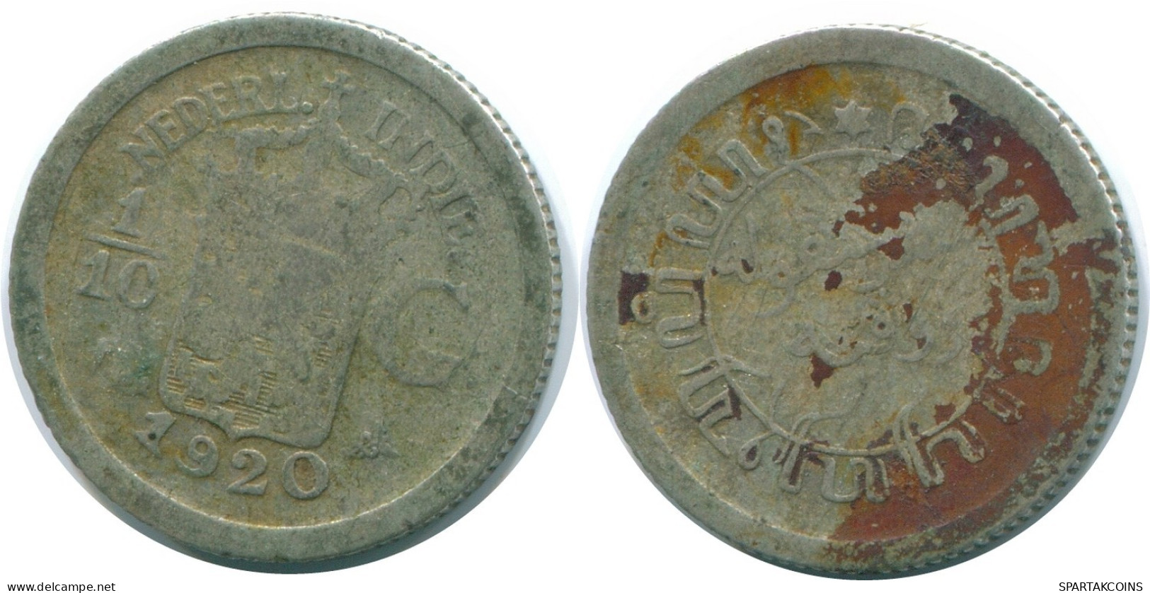 1/10 GULDEN 1920 NIEDERLANDE OSTINDIEN SILBER Koloniale Münze #NL13387.3.D.A - Niederländisch-Indien