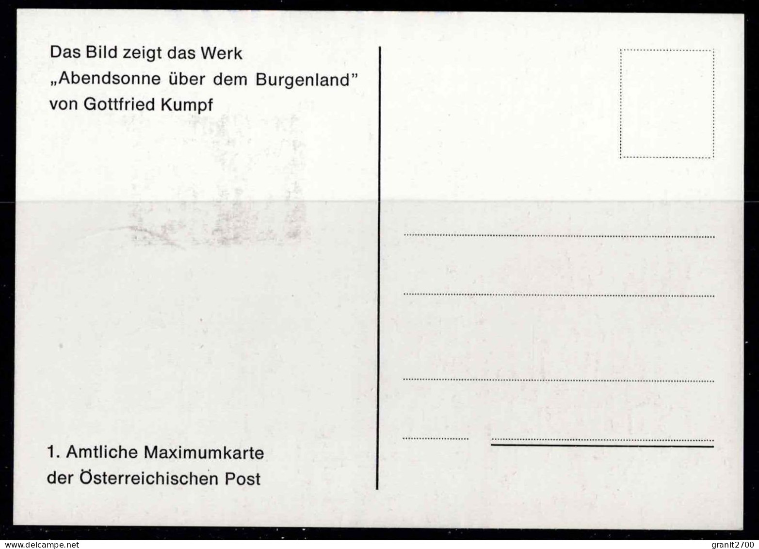 1. Amtliche Maximumkarte Der Österreichischen Post - Abendsonne über Dem Burgenland  Von Gottfried Kumpf 1983 - Autres & Non Classés