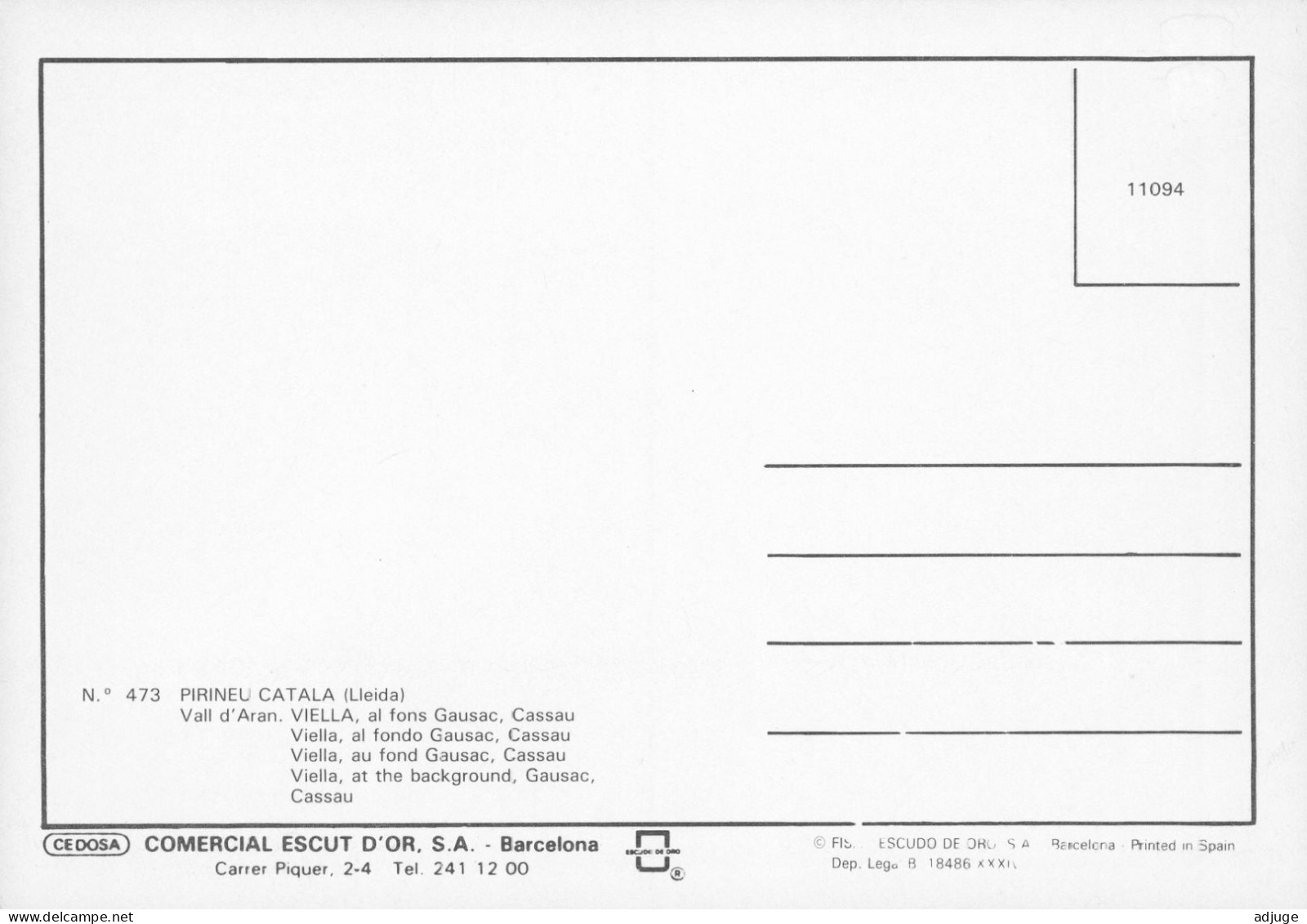 CPM*Espagne- Vall D'Aran - VIELLA -,au Fond GAUSAC, Cassau * SUP* 2 Scans - Lérida