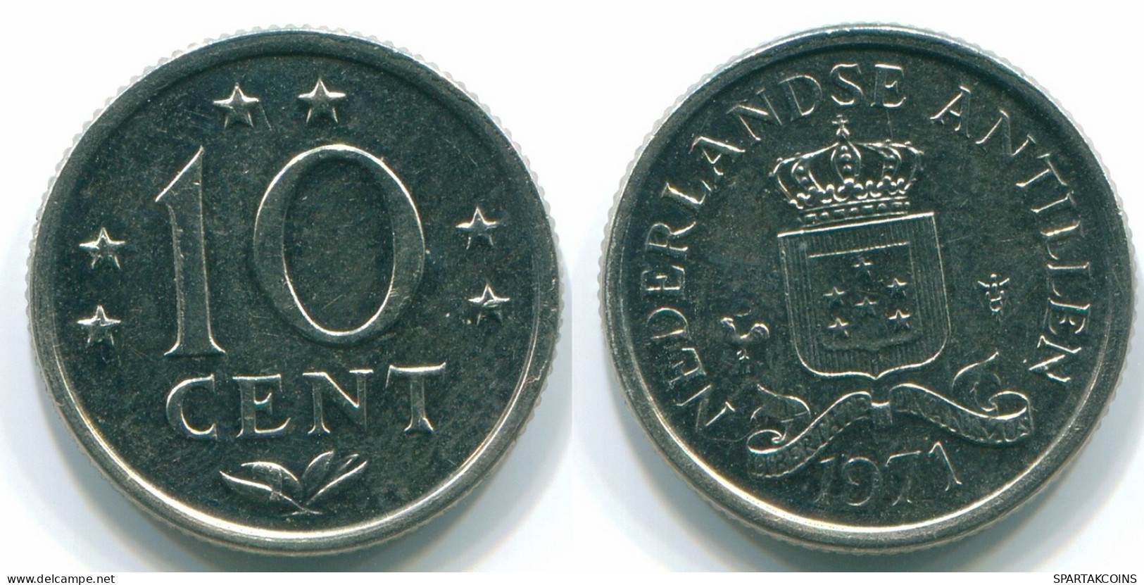 10 CENTS 1971 NETHERLANDS ANTILLES Nickel Colonial Coin #S13403.U.A - Niederländische Antillen