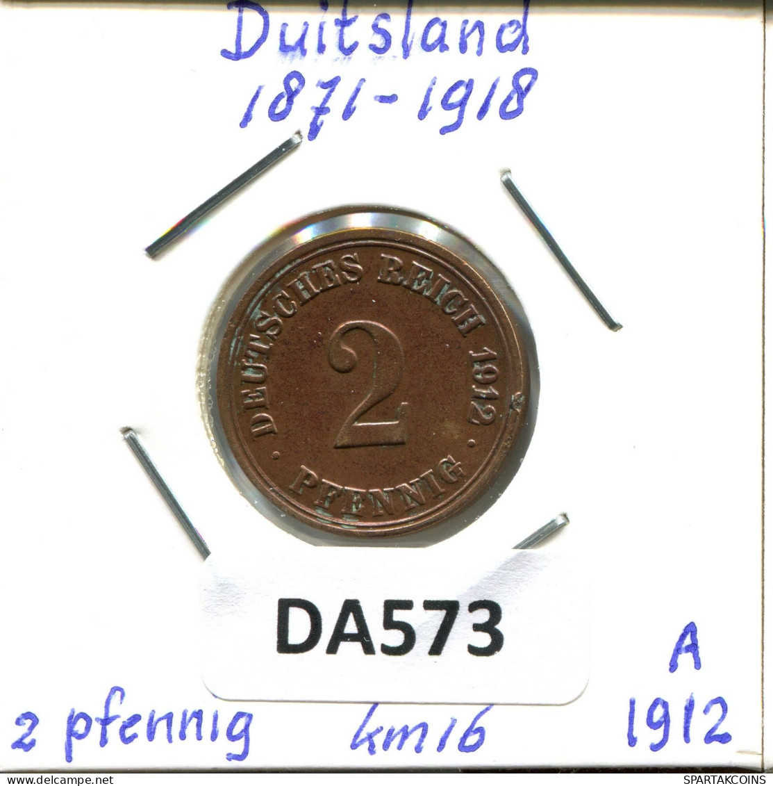 2 PFENNIG 1912 A ALEMANIA Moneda GERMANY #DA573.2.E.A - 2 Pfennig