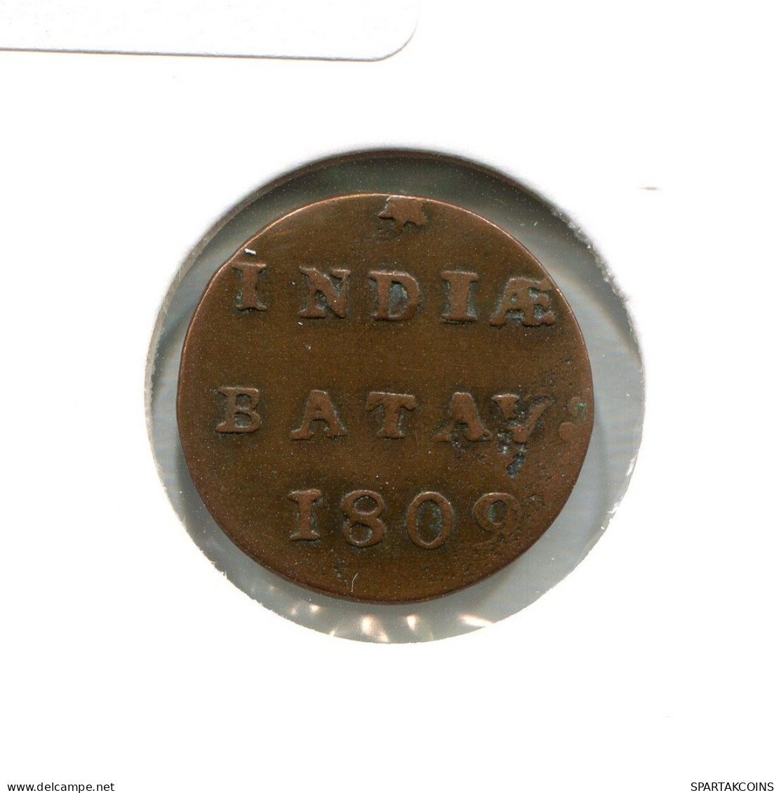 1809 BATAVIA VOC 1/2 DUIT NEERLANDÉS NETHERLANDS INDIES #VOC2132.10.E.A - Indes Néerlandaises