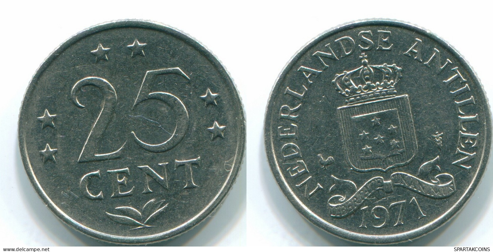 25 CENTS 1971 NIEDERLÄNDISCHE ANTILLEN Nickel Koloniale Münze #S11525.D.A - Niederländische Antillen
