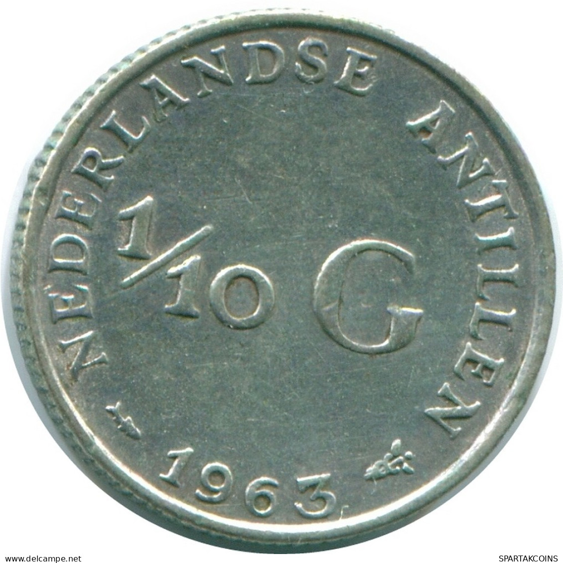 1/10 GULDEN 1963 NETHERLANDS ANTILLES SILVER Colonial Coin #NL12491.3.U.A - Netherlands Antilles