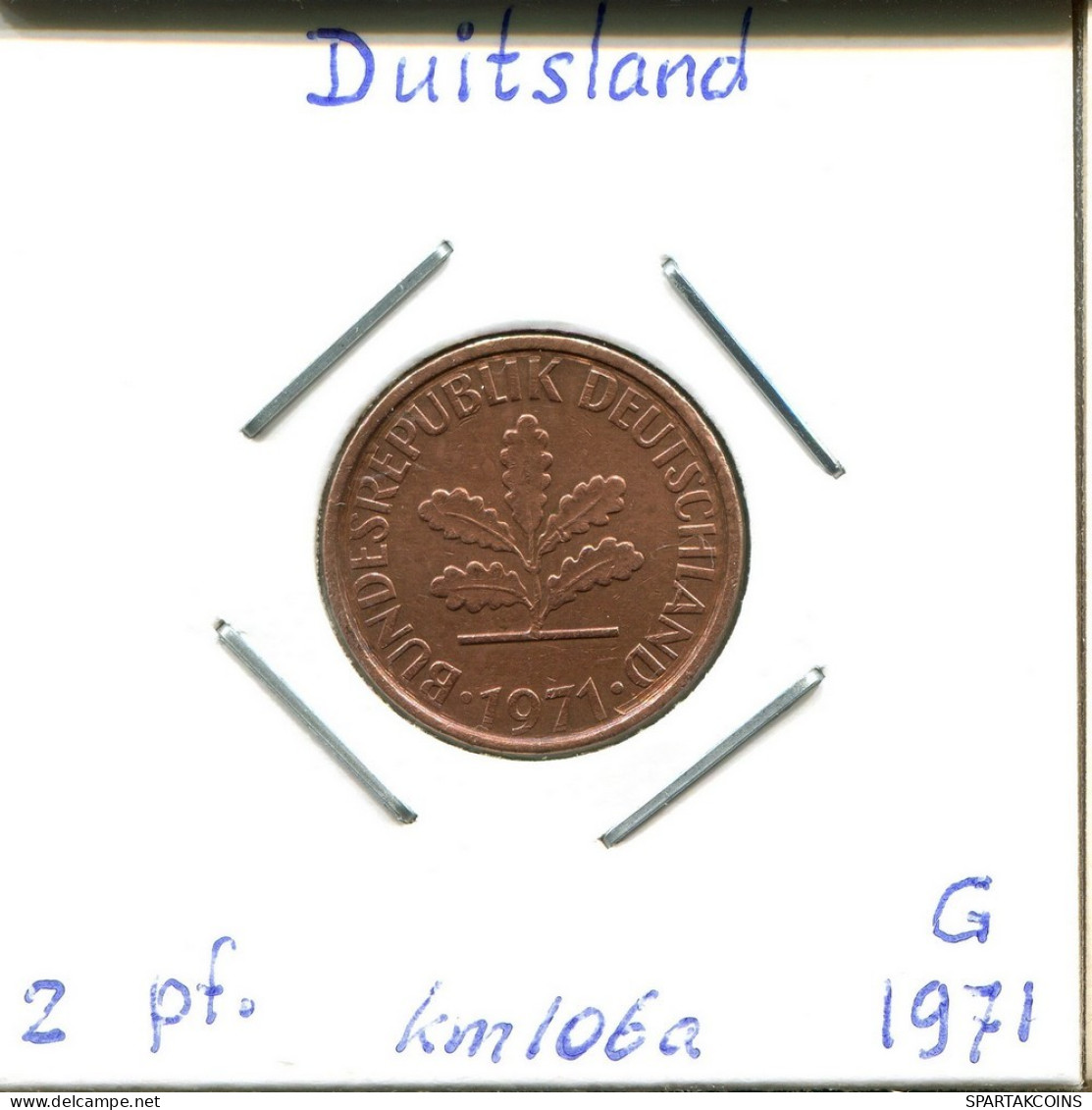2 PFENNIG 1971 G BRD ALEMANIA Moneda GERMANY #DC220.E.A - 2 Pfennig
