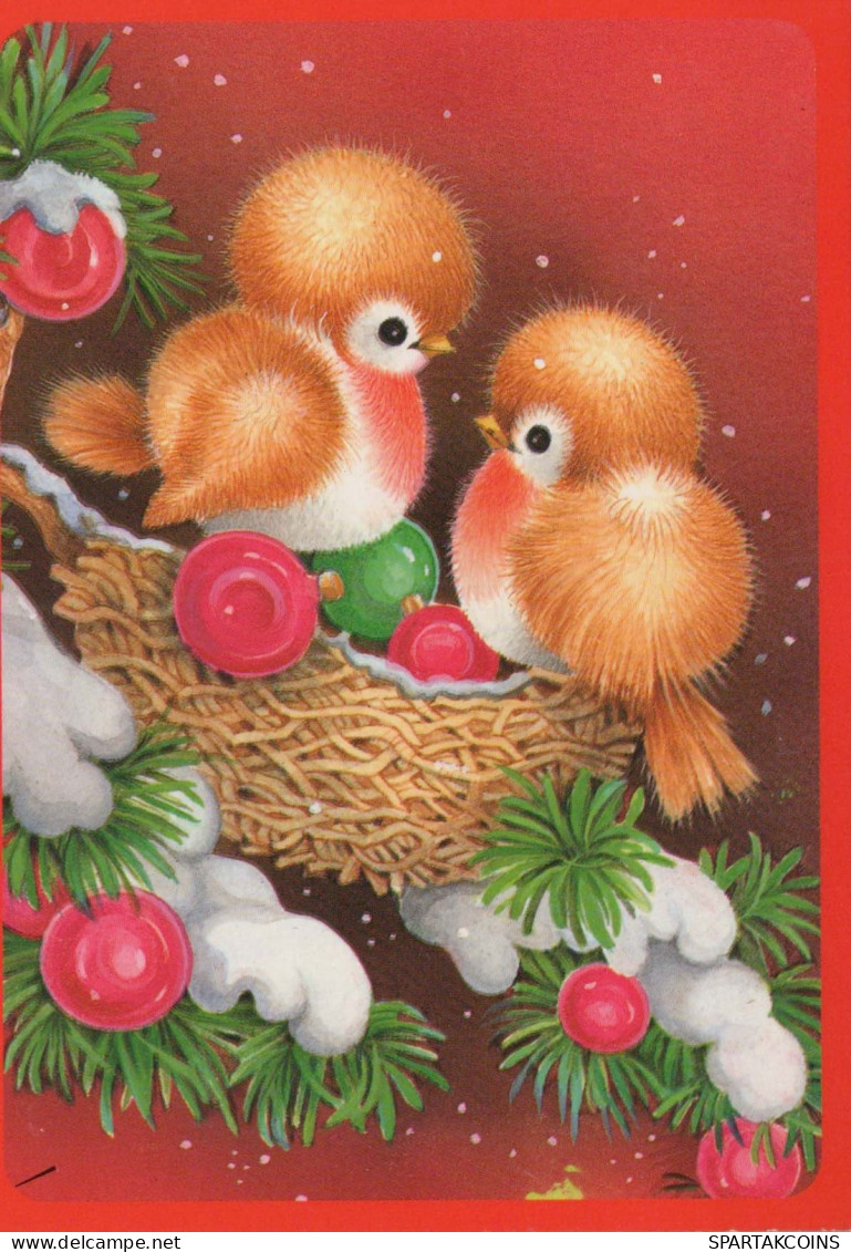 Bonne Année Noël OISEAU Vintage Carte Postale CPSM #PBM762.A - Neujahr
