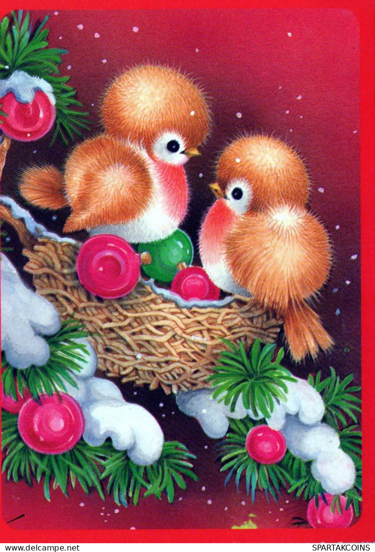 Bonne Année Noël OISEAU Vintage Carte Postale CPSM #PBM762.A - Neujahr