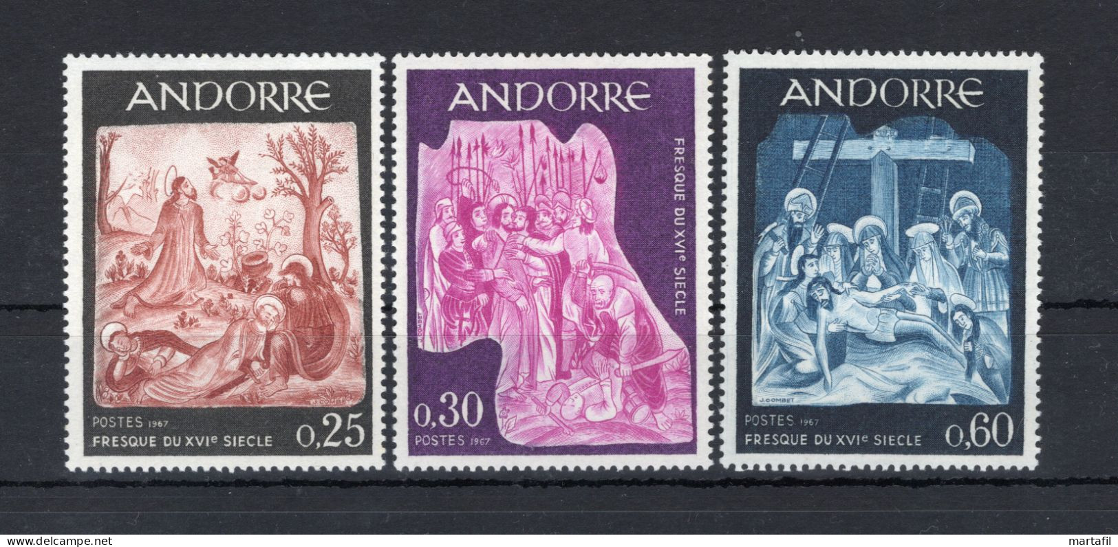 1967 ANDORRA FRANCESE SET MNH ** 184/186 Sain Jean De Caselles - Unused Stamps