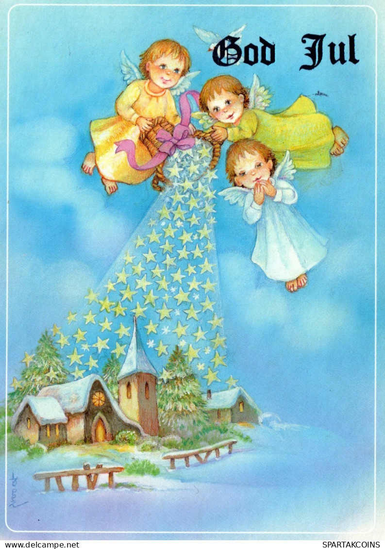 ANGELO Buon Anno Natale Vintage Cartolina CPSM #PAG910.A - Engel