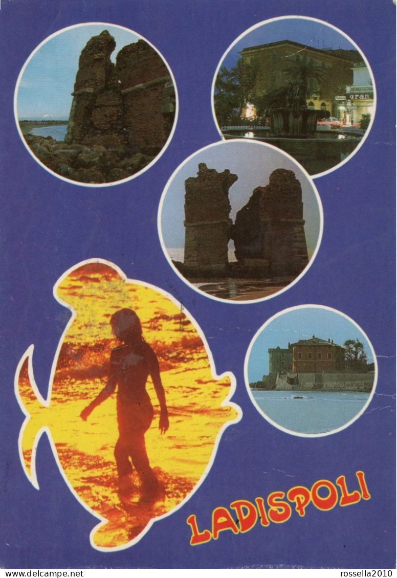 CARTOLINA 1992 ITALIA ROMA LADISPOLI SALUTI VEDUTINE Italy Postcard ITALIEN Ansichtskarten - Greetings From...