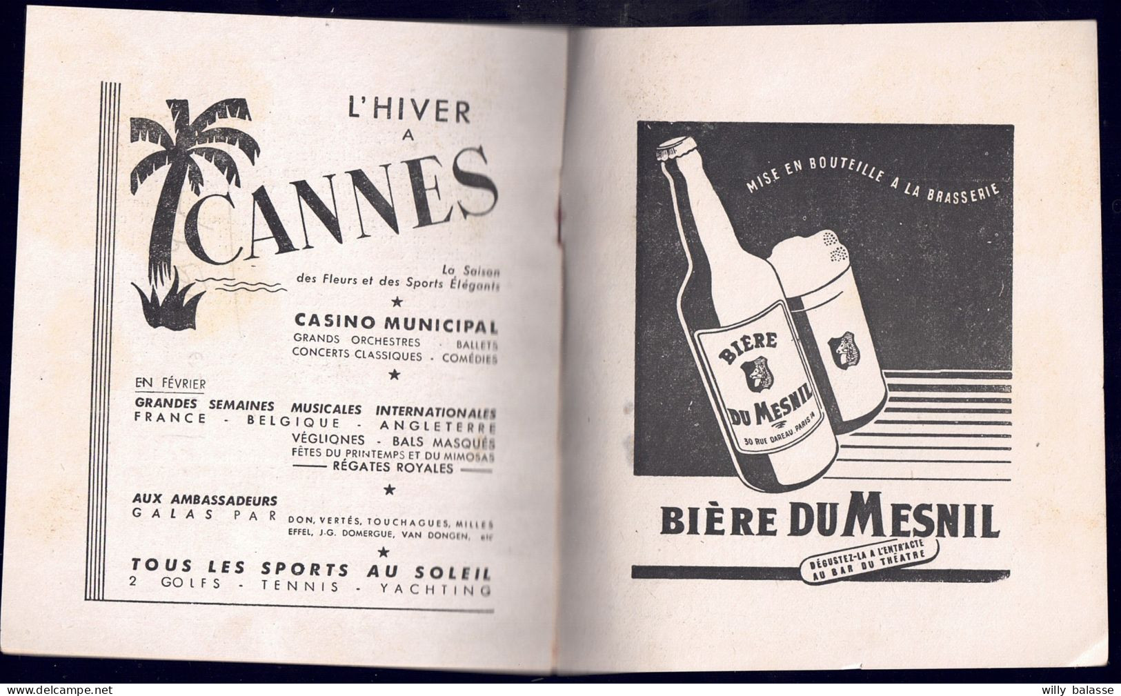 +++ Livret - Programme - Comédie Des Champs Elysées - 1947 - Spectacle - Théâtre - Publicité Bière Du Mesnil  // - Programma's