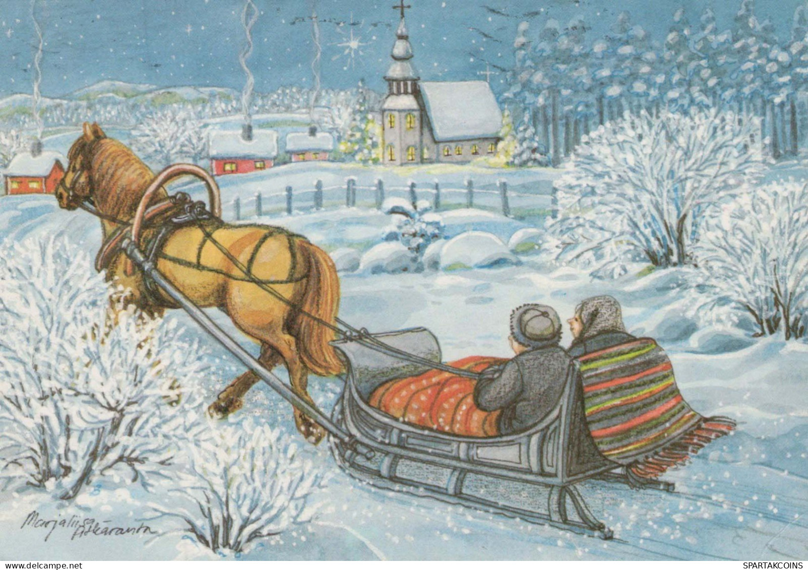 Neujahr Weihnachten PFERD Vintage Ansichtskarte Postkarte CPSM #PAW967.A - New Year