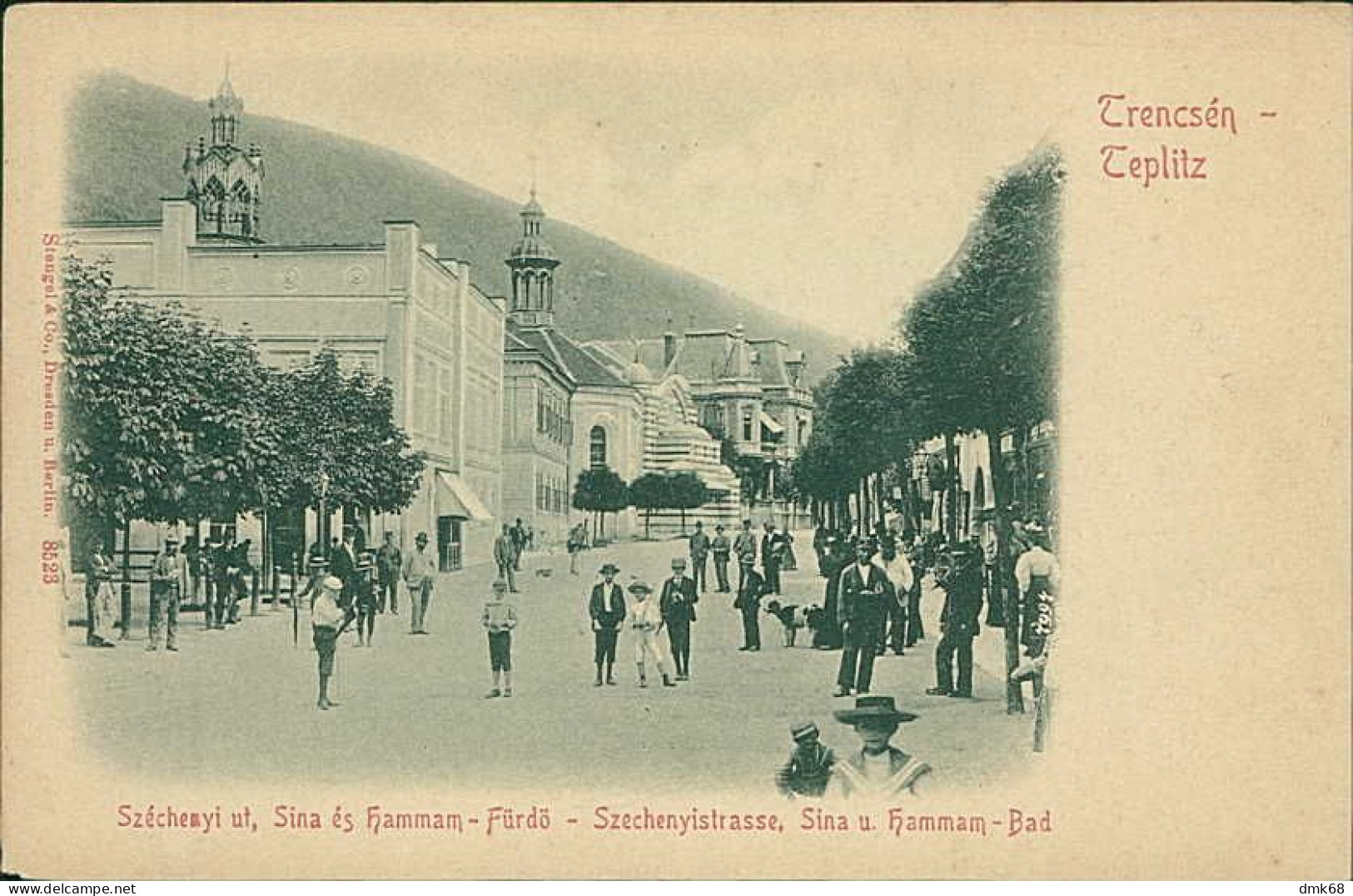 CZECH REPUBLIC -  TRENCSEN TEPLITZ / TEPLICE - SZECHENYI UTCA - SINA ES HAMAM-FURDO - EDIT STENGEL 1900s (18198) - Tschechische Republik