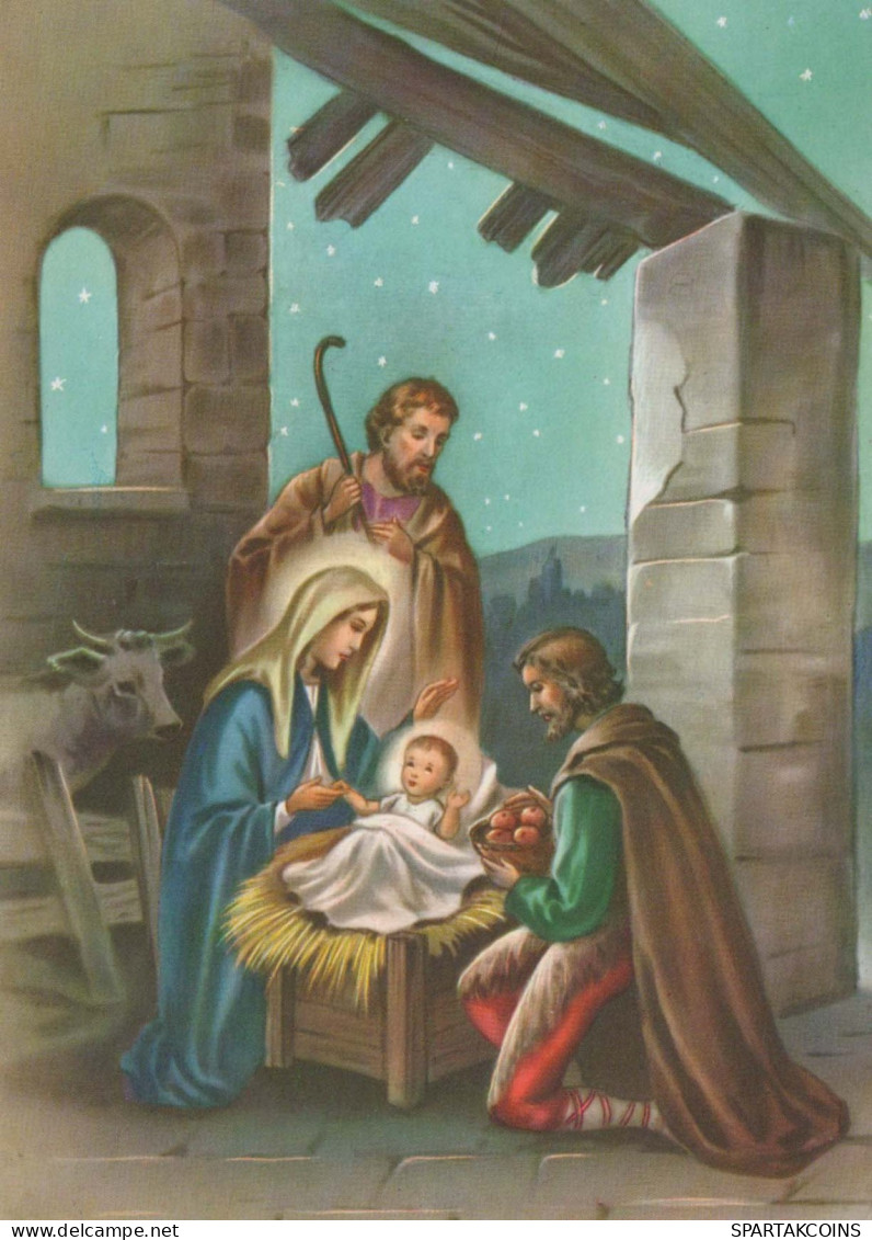 Vergine Maria Madonna Gesù Bambino Natale Religione Vintage Cartolina CPSM #PBP654.A - Maagd Maria En Madonnas