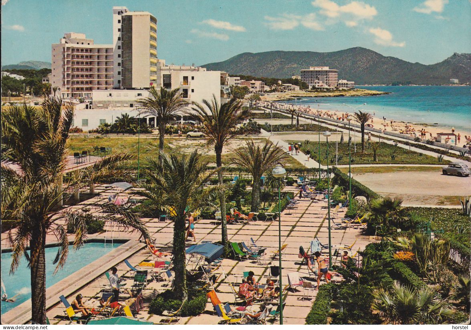 Spanien - Mallorca - Cala Millor - Hotel - Swimming Pool - Cars - Renault - Fiat - 2x Stamps - Mallorca