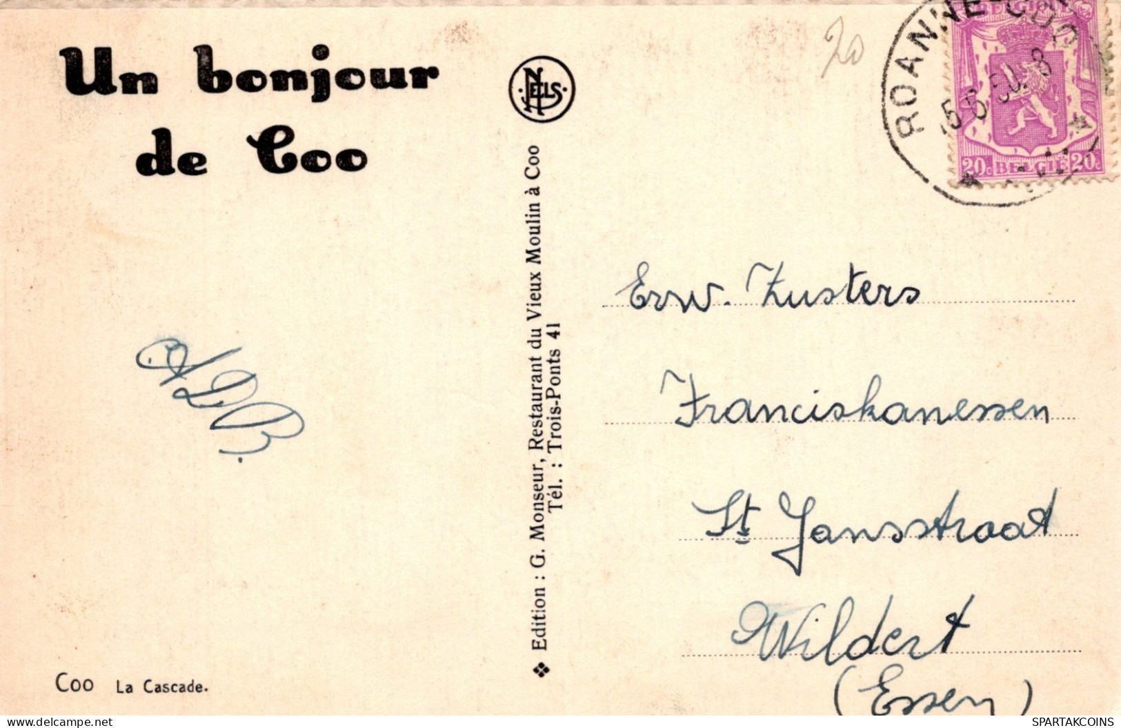 BELGIQUE CASCADE DE COO Province De Liège Carte Postale CPA #PAD114.A - Stavelot