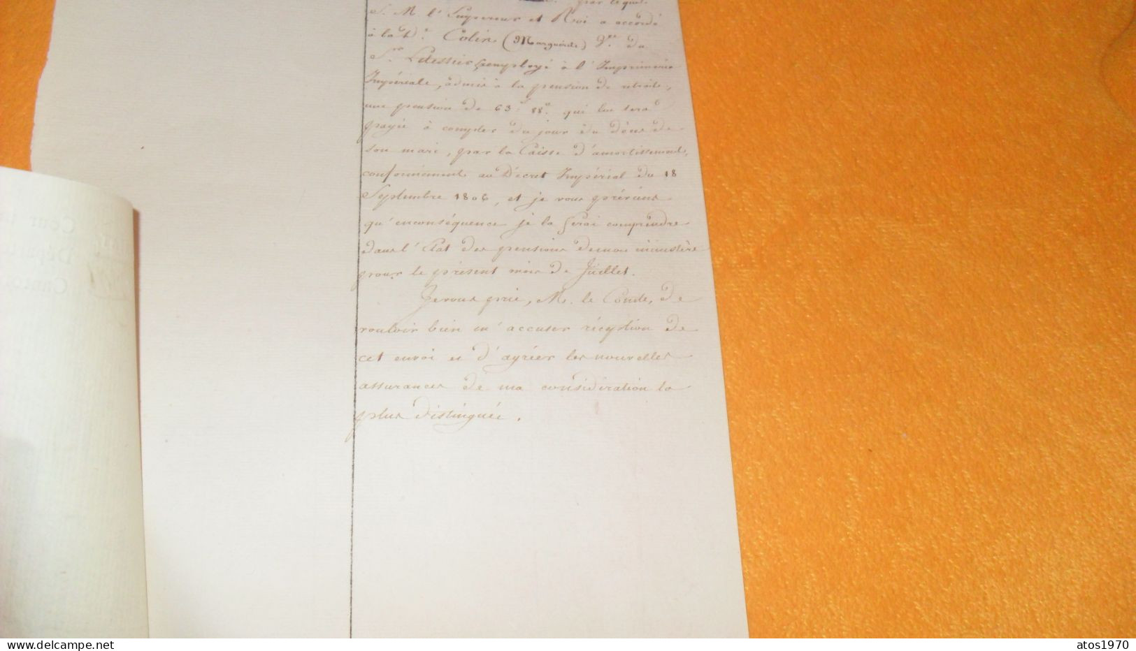 LOT 3 DOCUMENTS ANCIENS DE 1810 ET 1812../ MINISTERE DE LA JUSTICE. DIVISION..A ETUDIER ATTRIBUTION D'UNE PENSION ?.. - Historical Documents