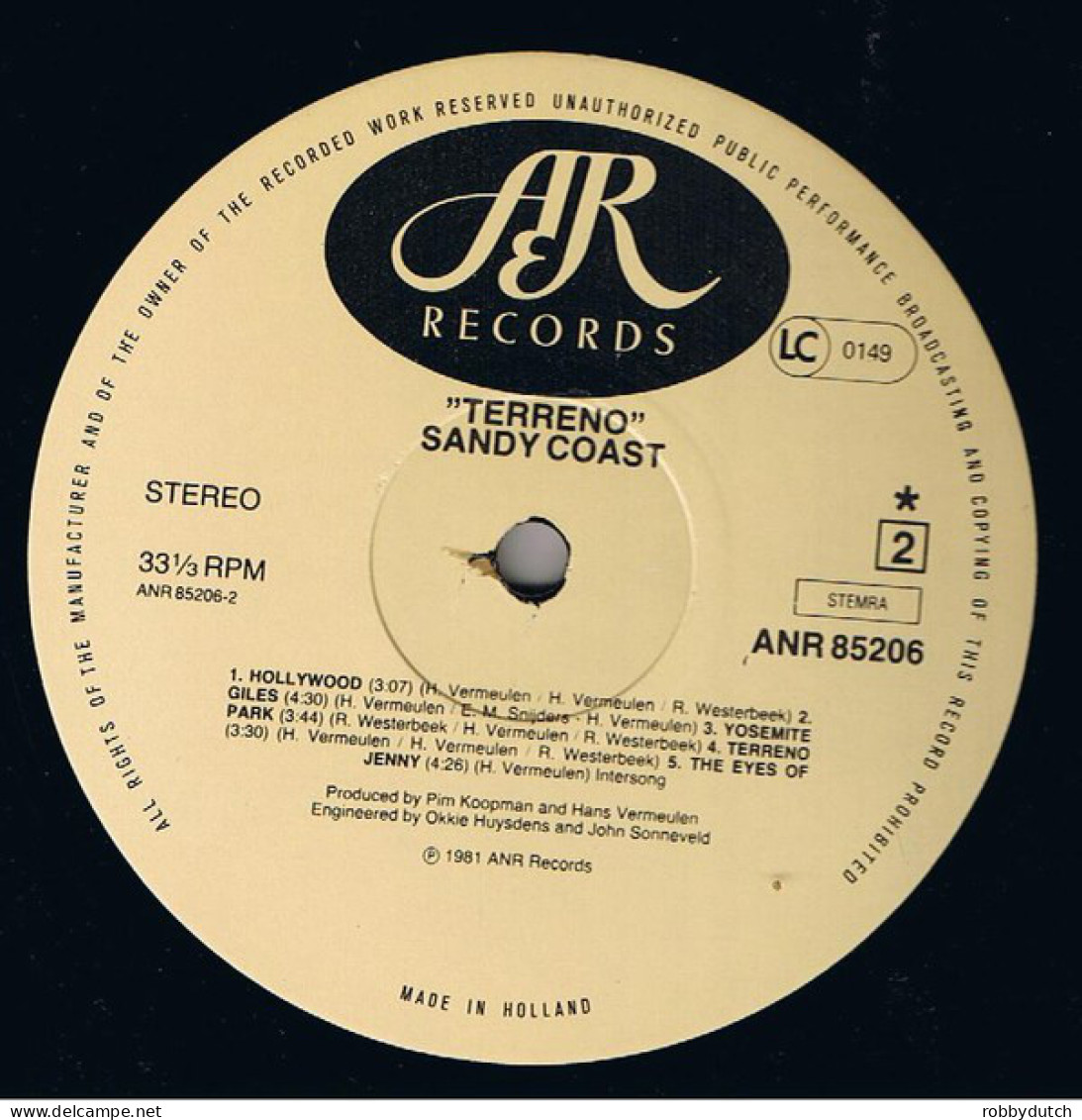 * LP *  SANDY COAST - TERRENO (Holland 1981) - Rock