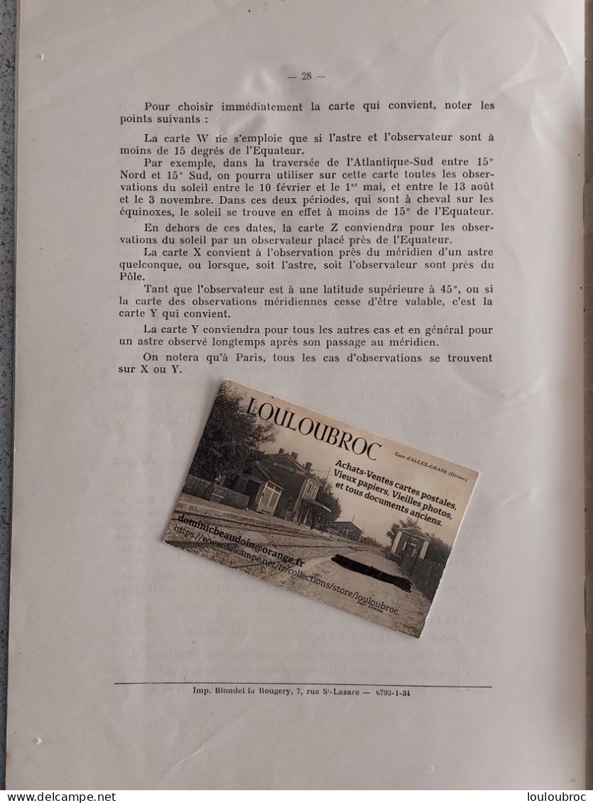 ITINERAIRES TRANSCONTINENTAUX ORTHODROMIQUES  CONFORMES LOUIS KAHN 1934 LIVRET DE 28 PAGES BLONDEL LA ROUGERY
