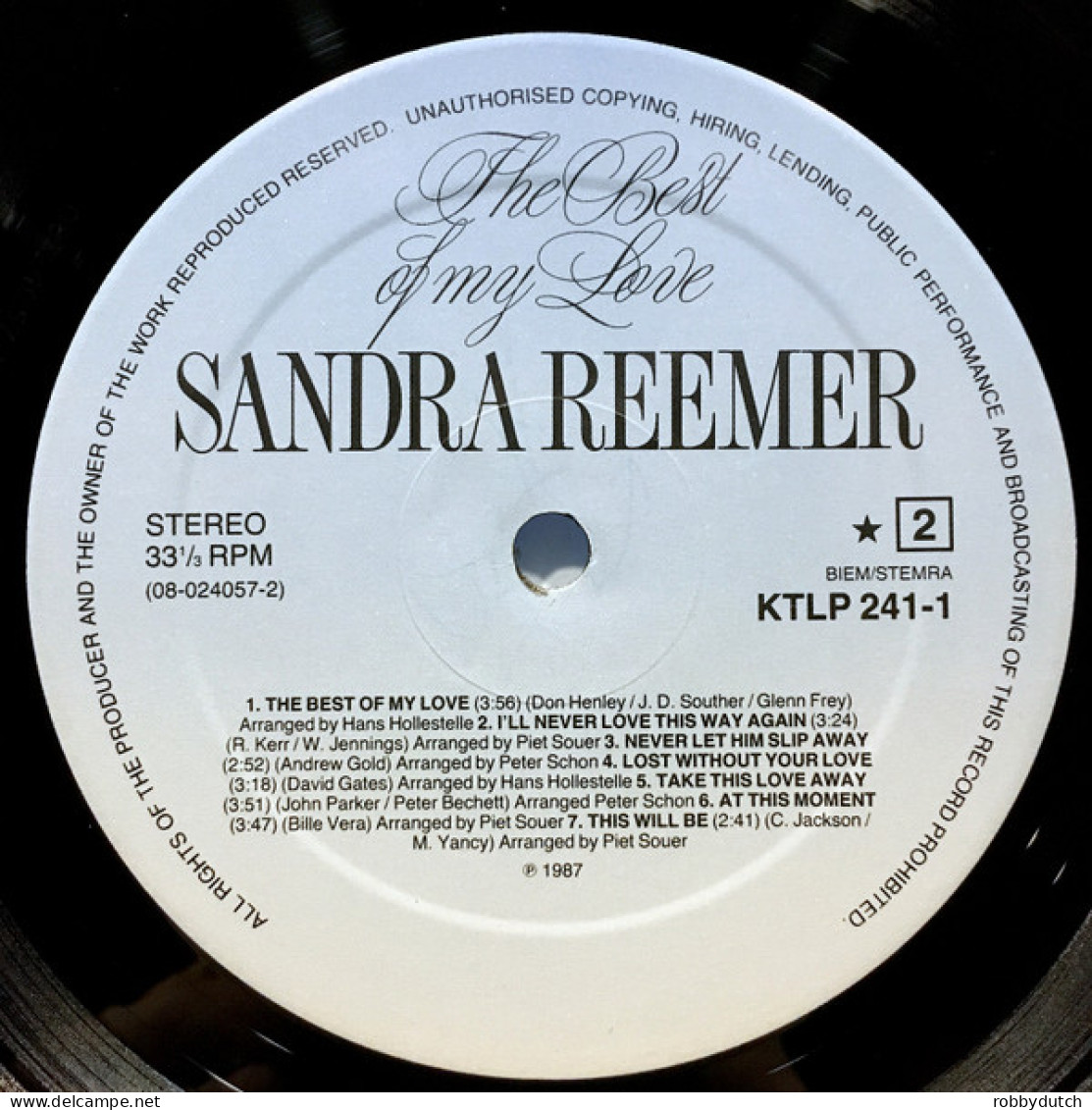 * LP *  SANDRA REEMER - THE BEST OF MY LOVE (Europe 1987 EX) - Disco, Pop