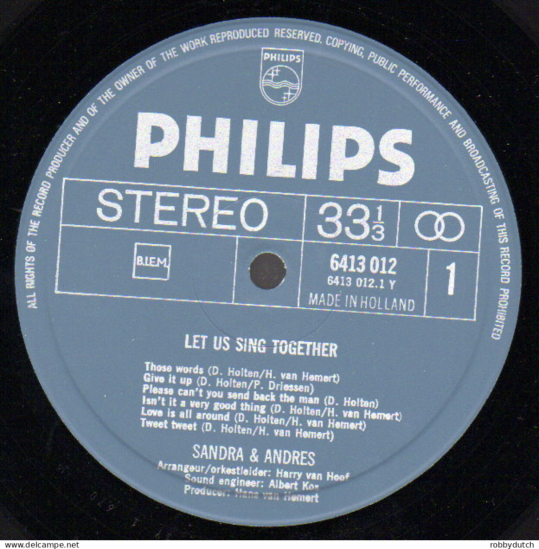 * LP *  SANDRA + ANDRES - LET US SING TOGETHER (Holland 1971 EX-) - Disco & Pop